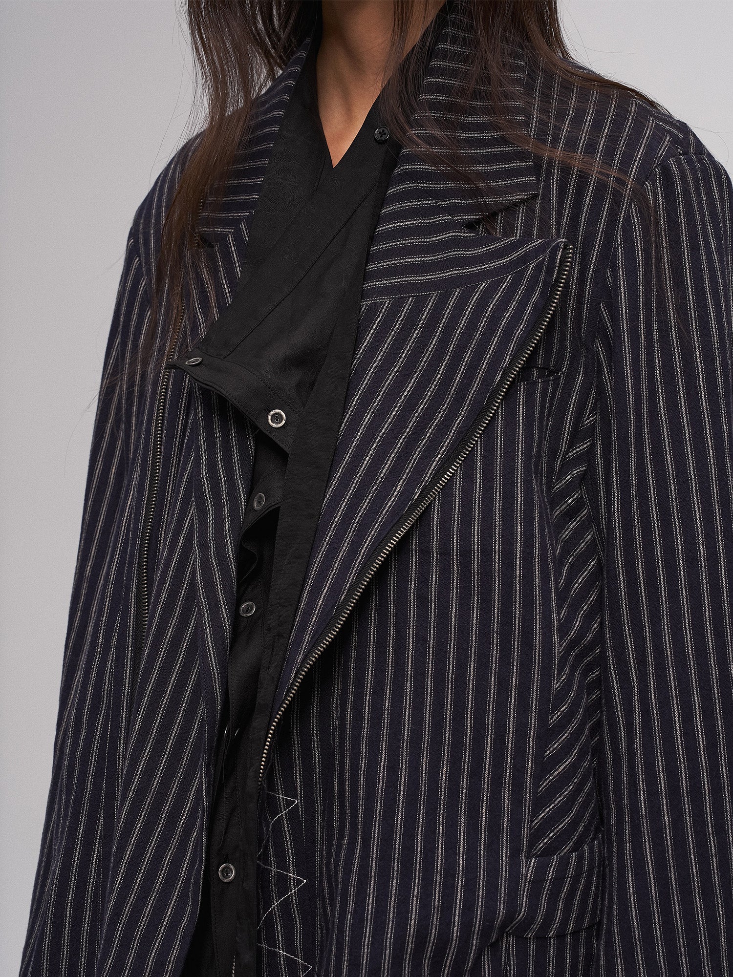 ILNya Nieternite Nifutur Deconstructed Stripe Panel Layered Jacket