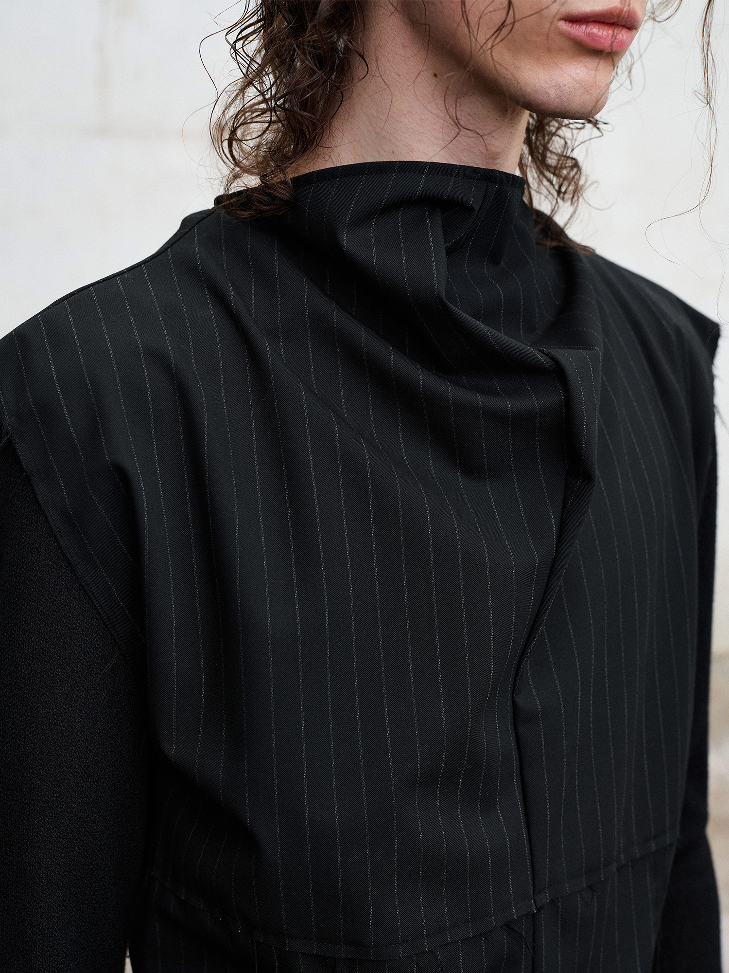 ILNya Nieternite Nifutur Paneled Pinstripe Drape Neck Vest