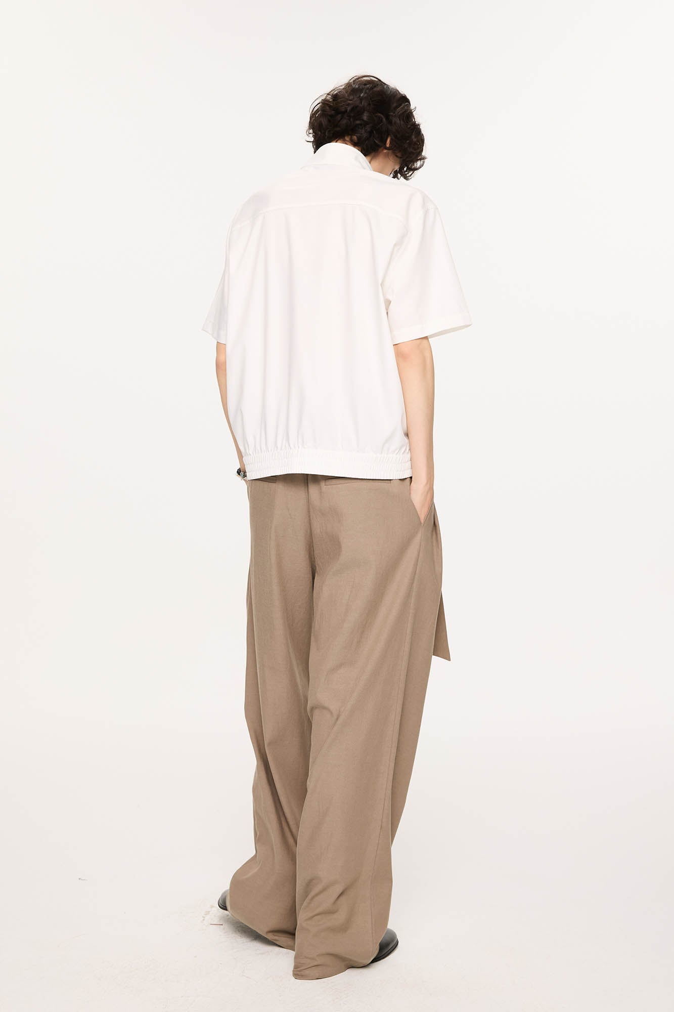 KREATE Harrington Stand-Collar Half Sleeve Shirt