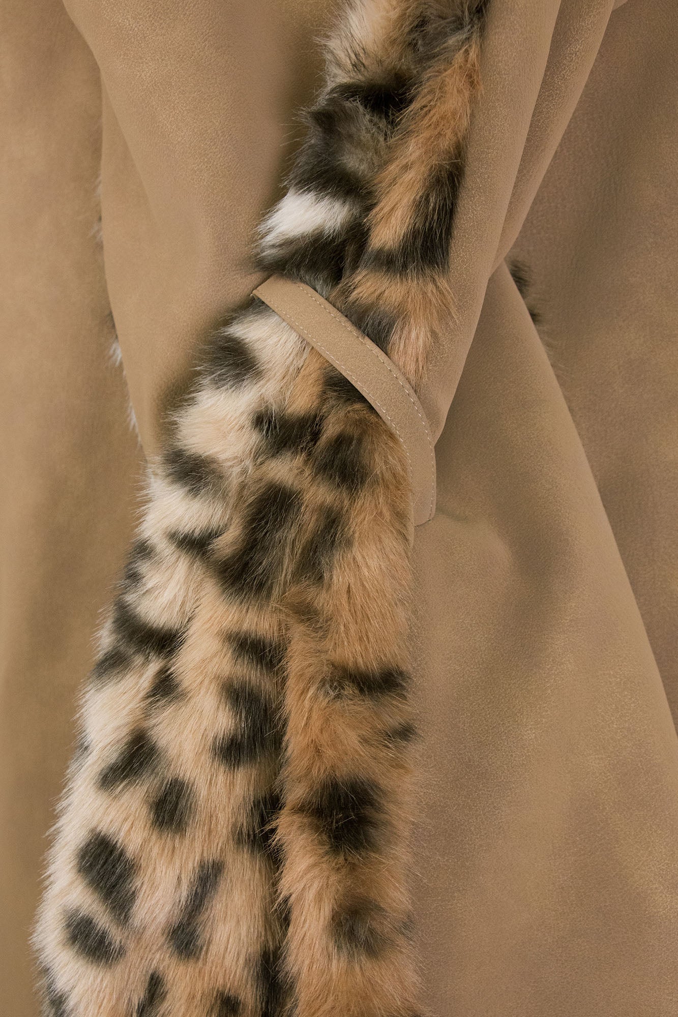 RELABEL Detachable Plush Scarf Hooded Suede Jacket Brown, premium urban and streetwear designers apparel on PROJECTISR.com, RELABEL