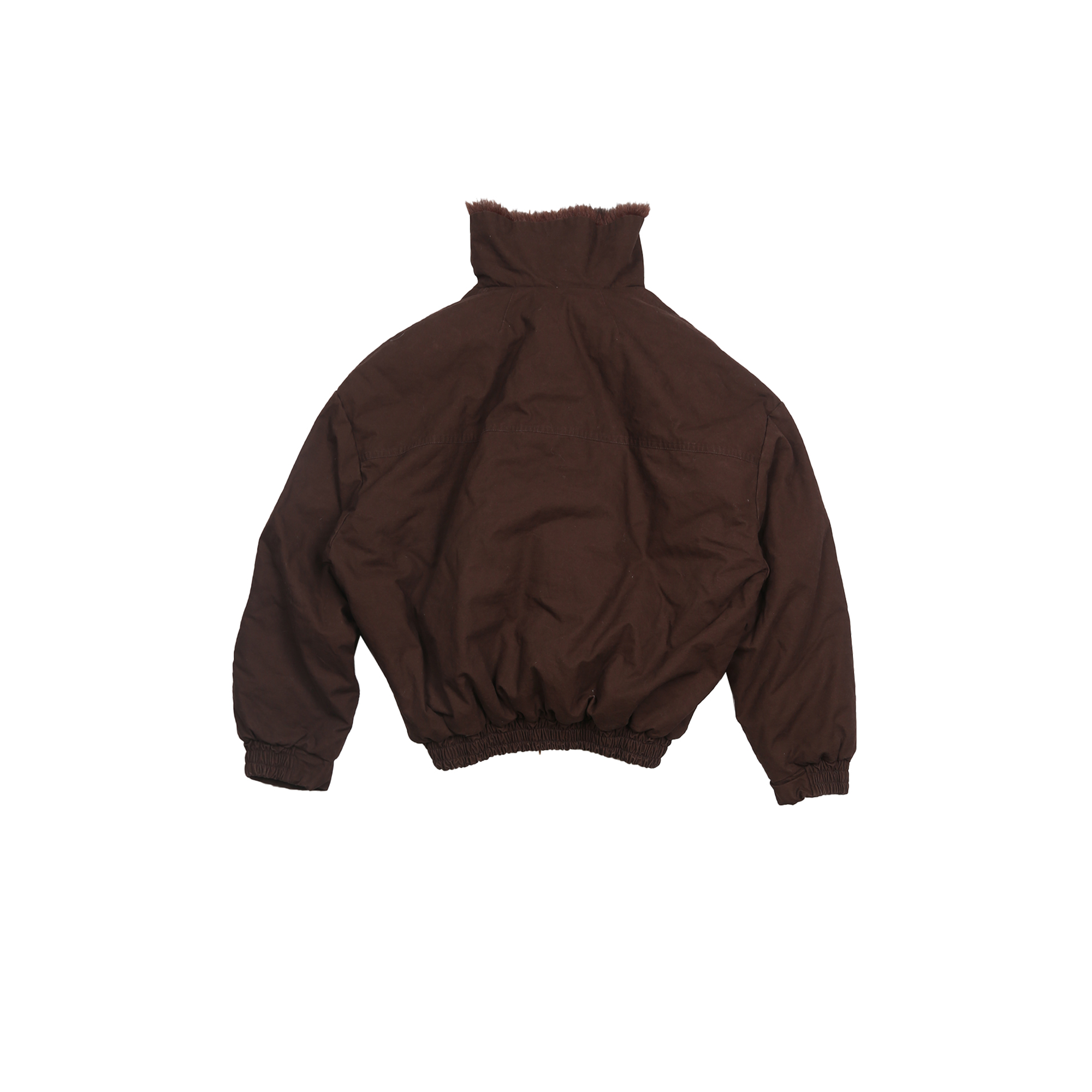 TRECLUB Double-Breasted Faux-Fur Lining Bomber Jacket