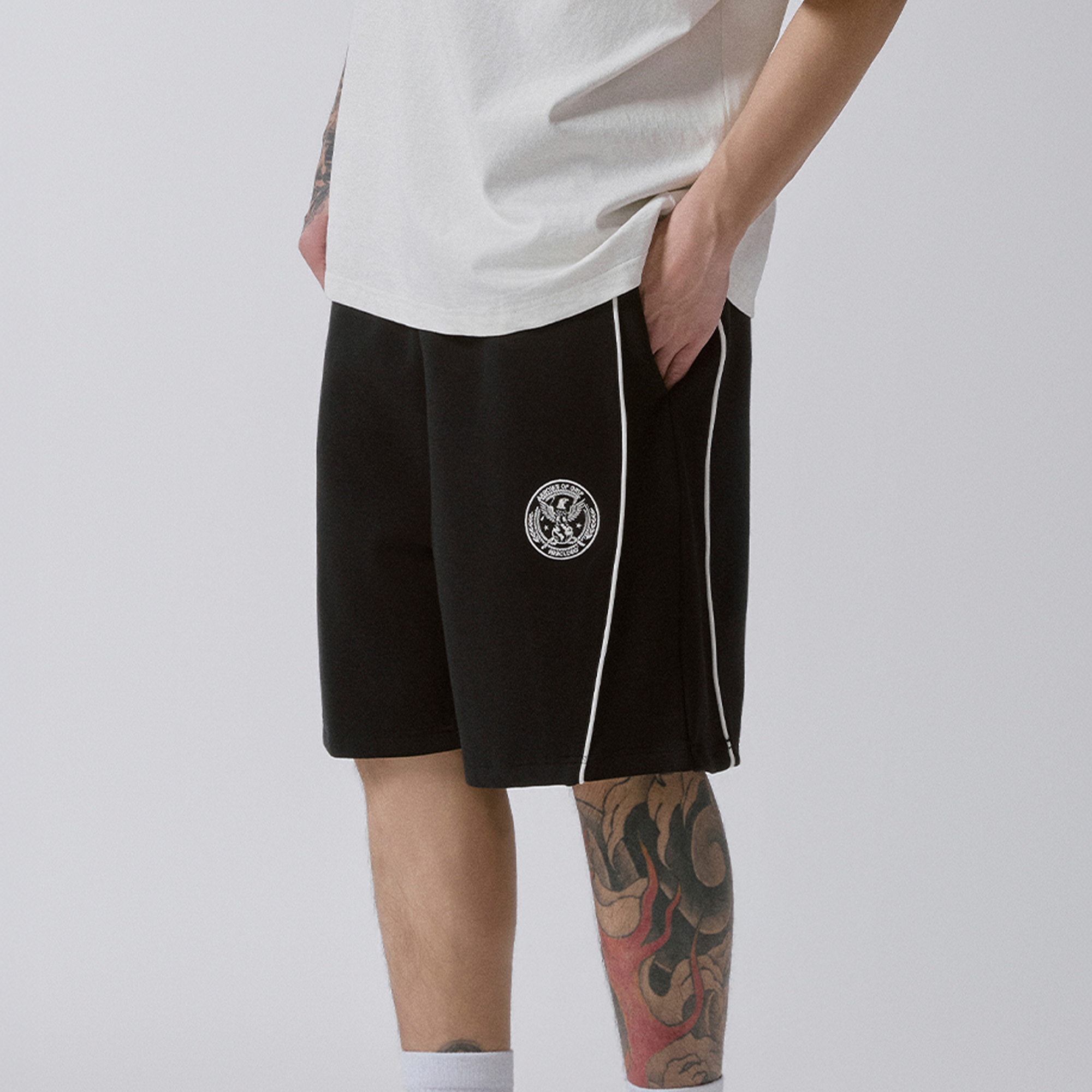 F2CE Cotton Side-Stripe Badge Sport Shorts