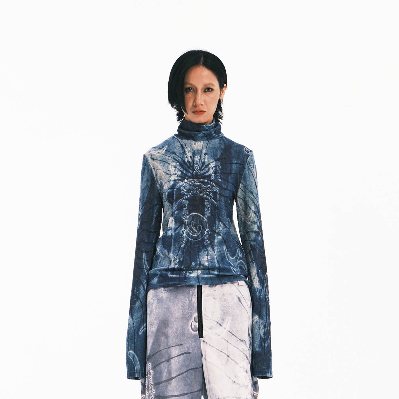 EMBRYO Tie-Dyed Runes Turtleneck L/S Tee, premium urban and streetwear designers apparel on PROJECTISR.com, EMBRYO