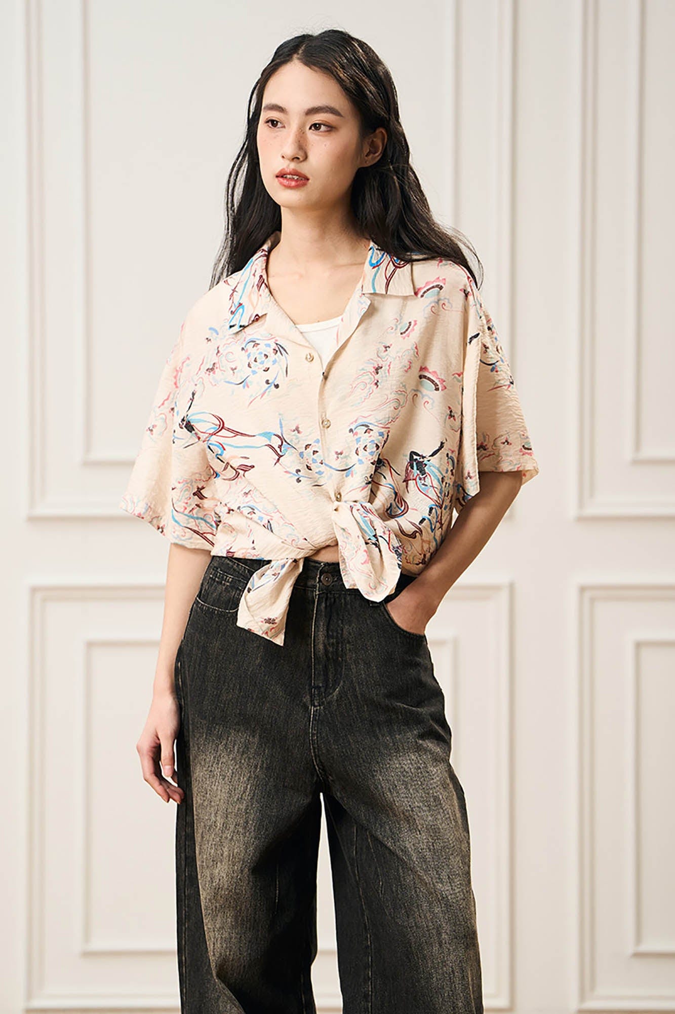 EPIC POETRY Oriental Garden Half Shirt