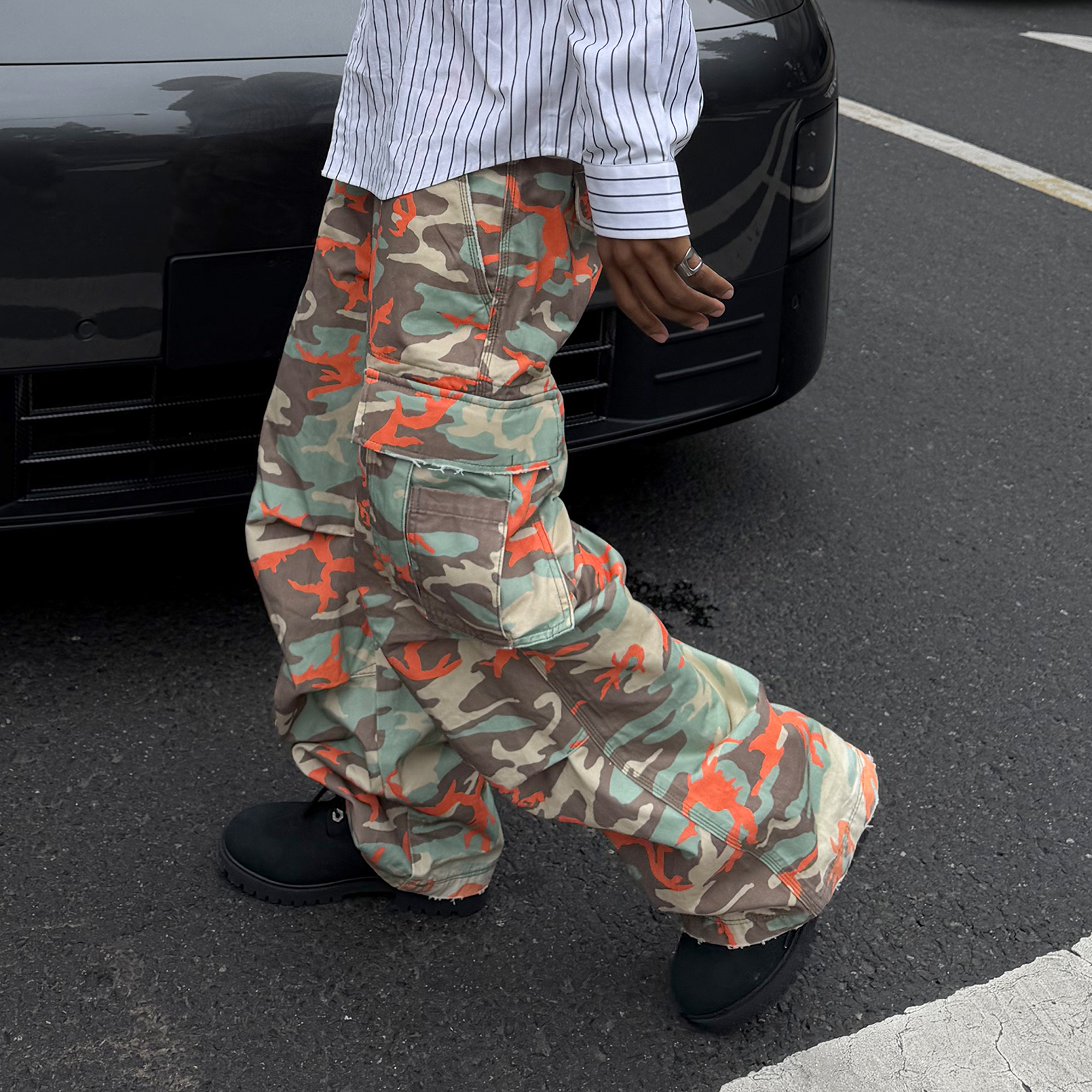 STEEPC Camo Wide-Leg Cargo Pants, premium urban and streetwear designers apparel on PROJECTISR.com, STEEPC