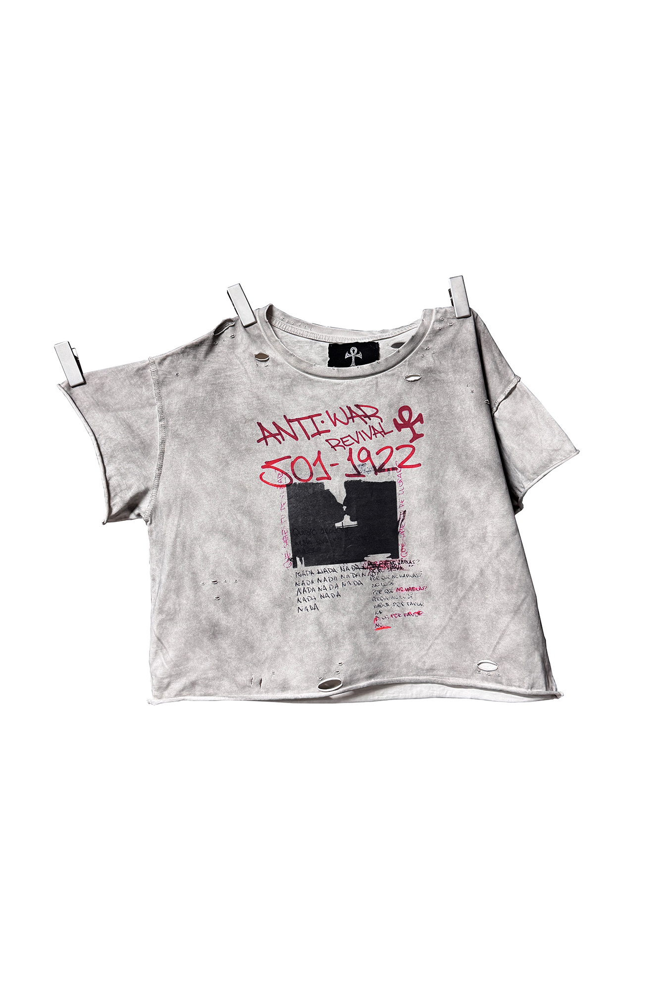 ANTI WAR REVIVAL Distressed Graffiti Washed T-Shirt