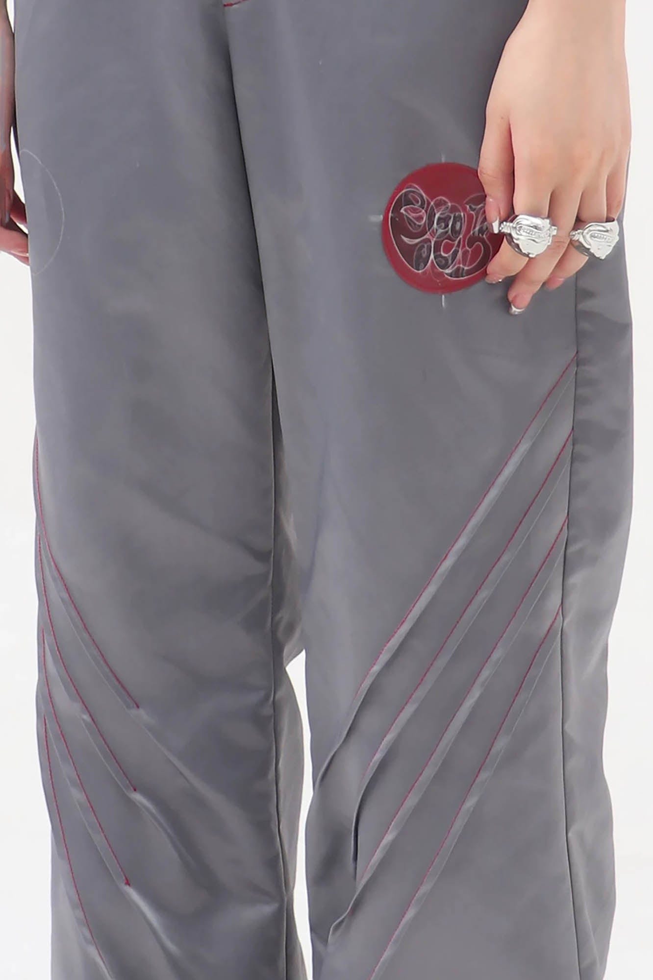 EMBRYO Metallic Pleated Low-Rise Pants