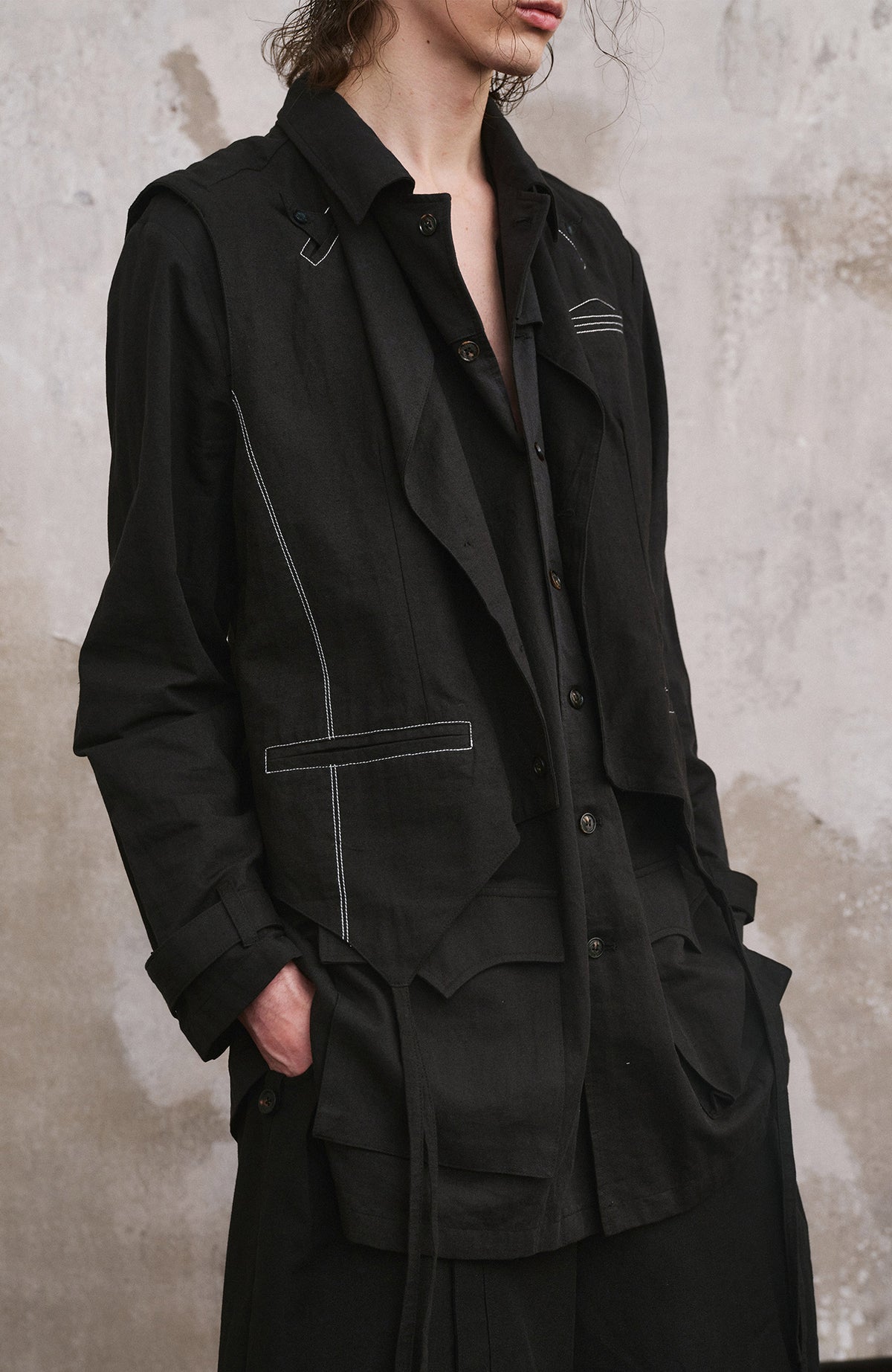 ILNya Nieternite Nifutur Detachable Vest Layered Long-Sleeve Shirt