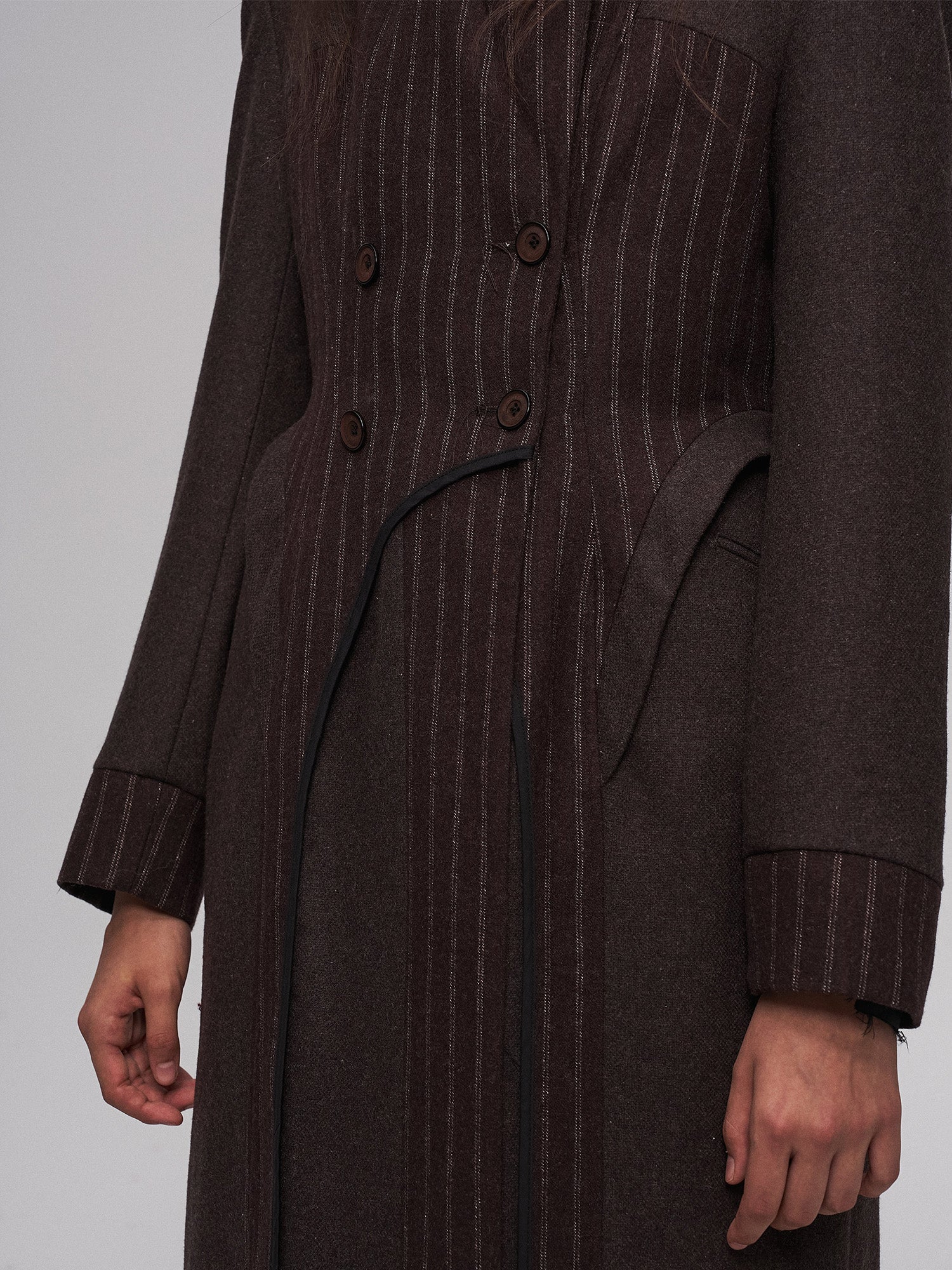 ILNya Nieternite Nifutur Tailored Stripe Paneled Wool-Blend Coat