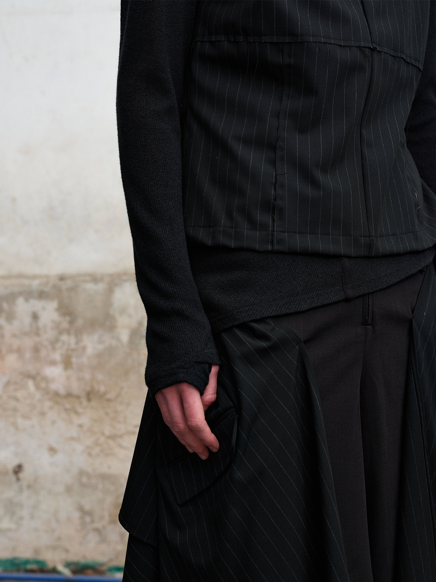ILNya Nieternite Nifutur Paneled Pinstripe Drape Neck Vest