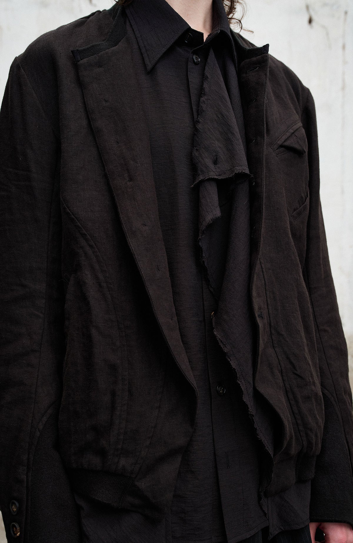 ILNya Nieternite Nifutur Asymmetrical Ribbed-Splice Short Jacket