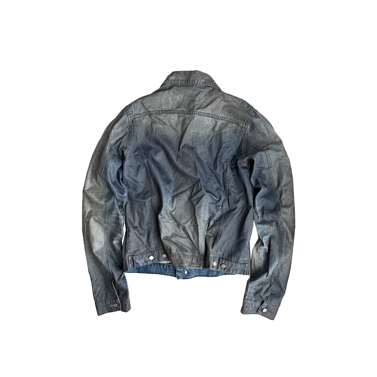 CINDER VEIN Brush-Paint Washed Distressed Denim Jacket