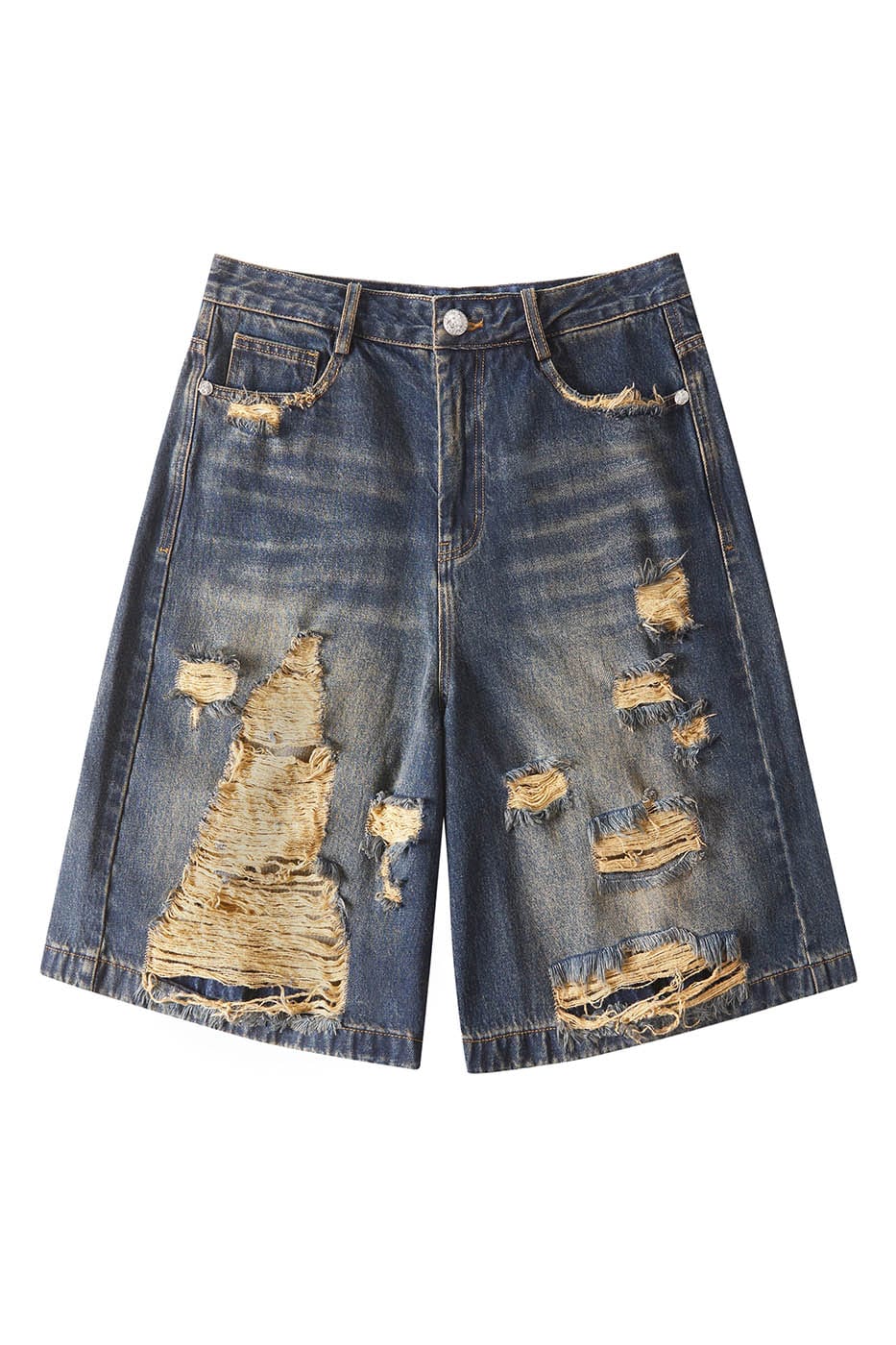 FACEONLAB Distressed Oversized Denim Shorts