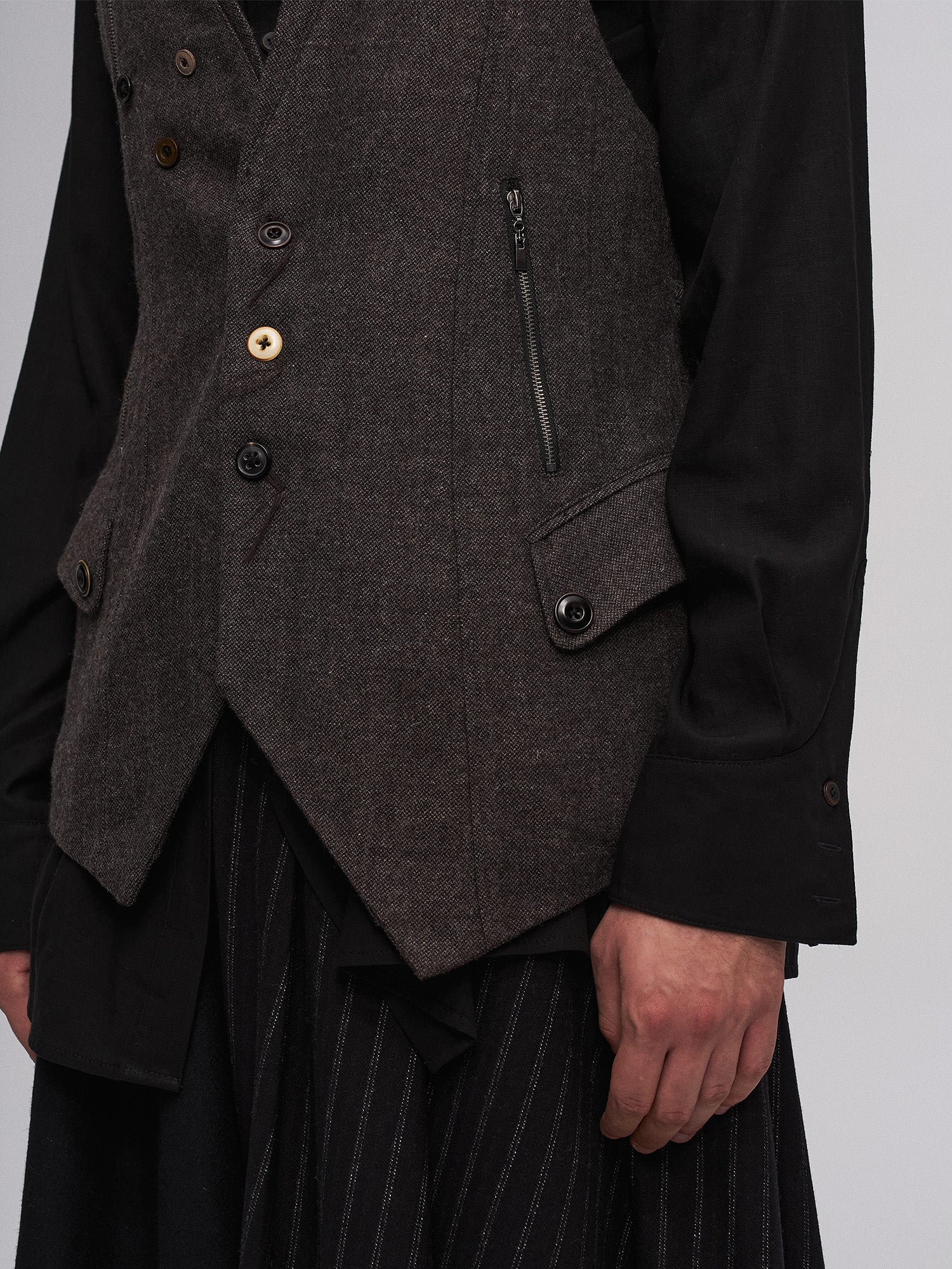 ILNya Nieternite Nifutur Retro Button Embellished Back-Harness Vest, premium urban and streetwear designers apparel on PROJECTISR.com, ILNya Nieternite Nifutur