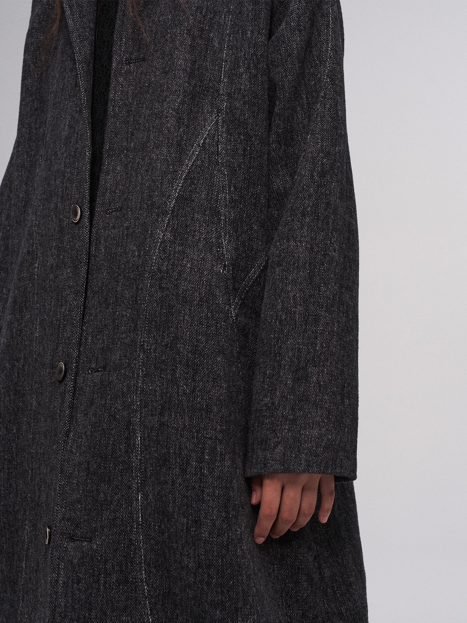 ILNya Nieternite Nifutur Minimal Wool-Blend Seam-Panel Long Coat