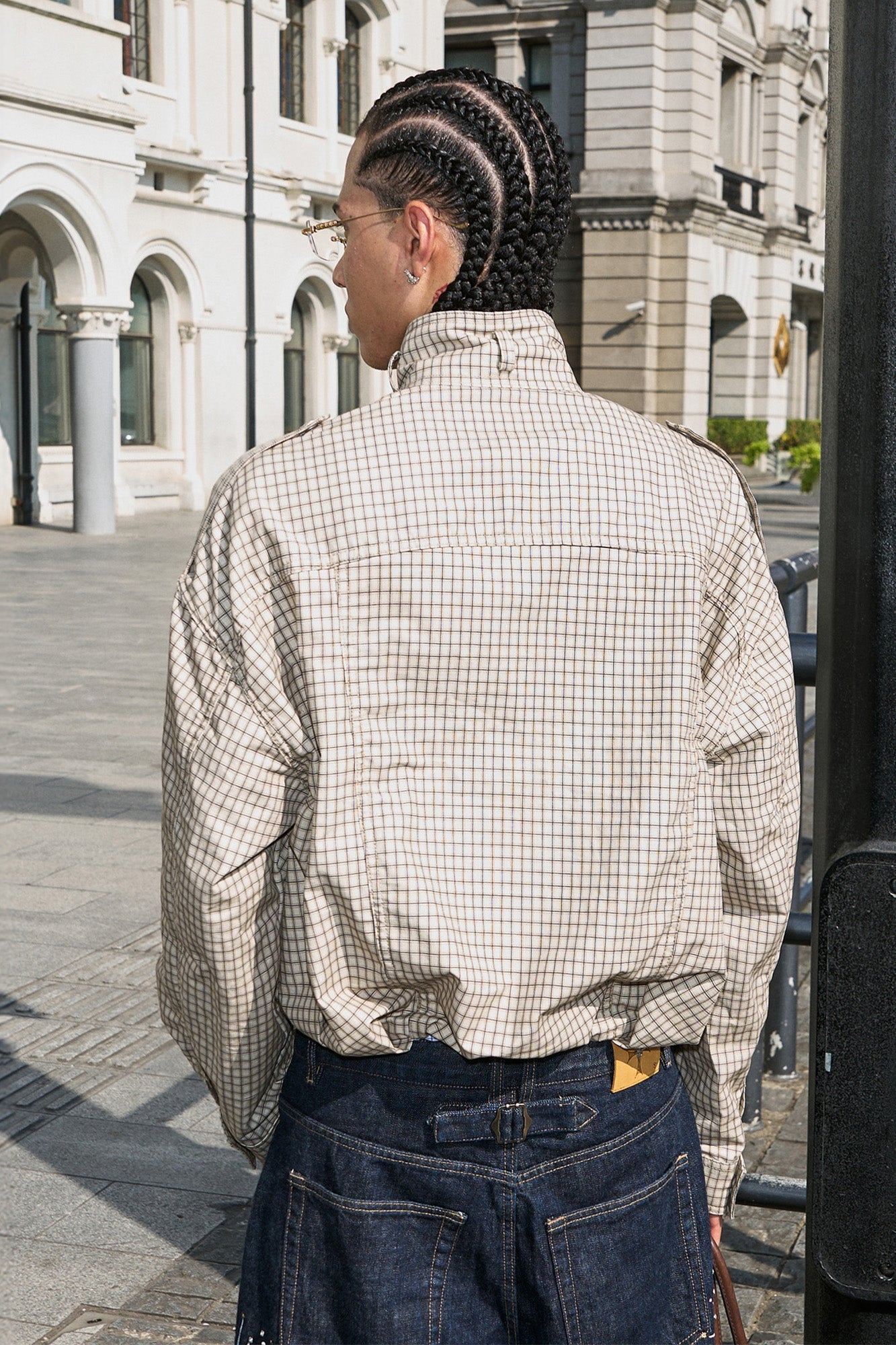 STEEPC Gingham Drawstring-Hem Boxy Jacket