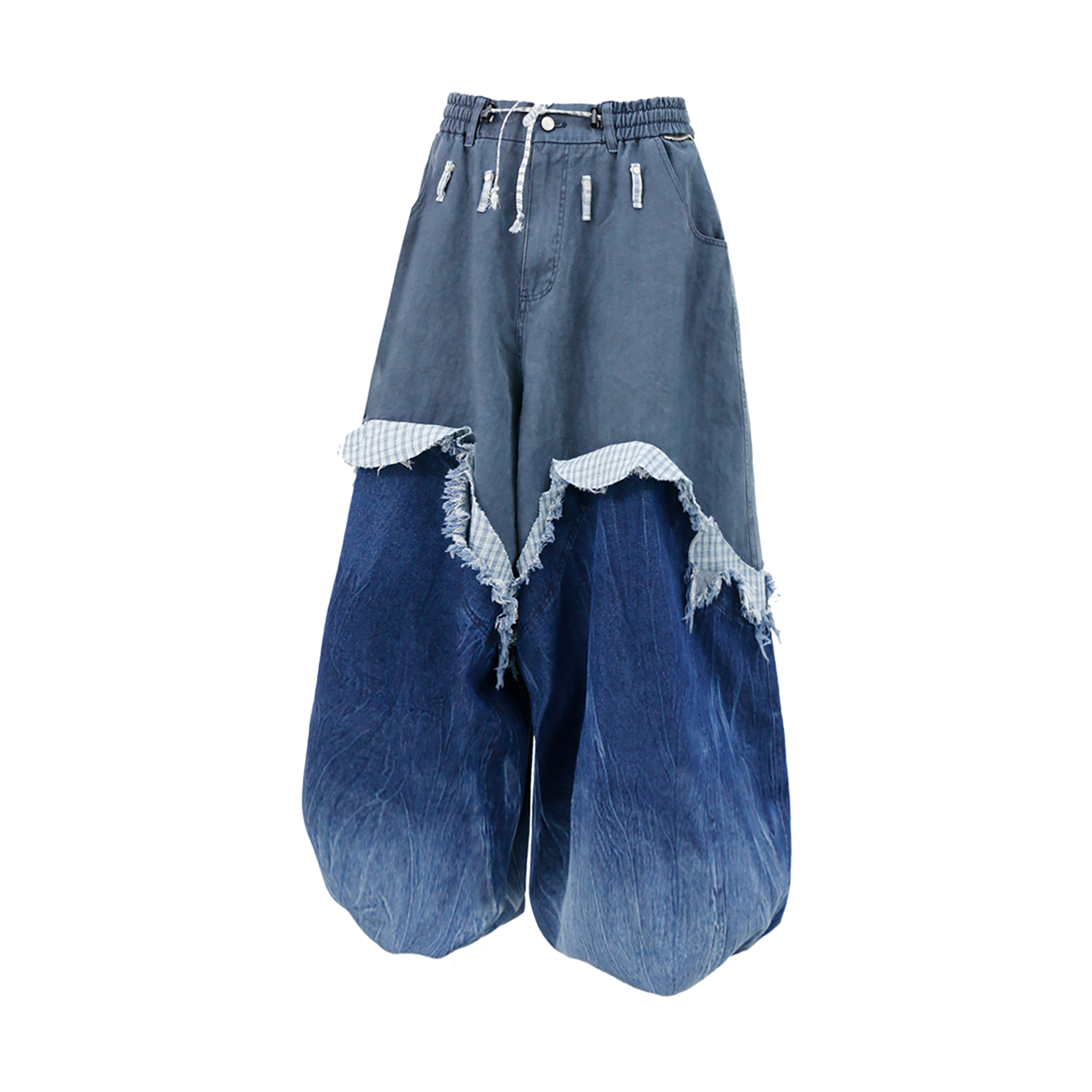 RELABEL Gradient Wash Denim Panel Balloon Pants Blue
