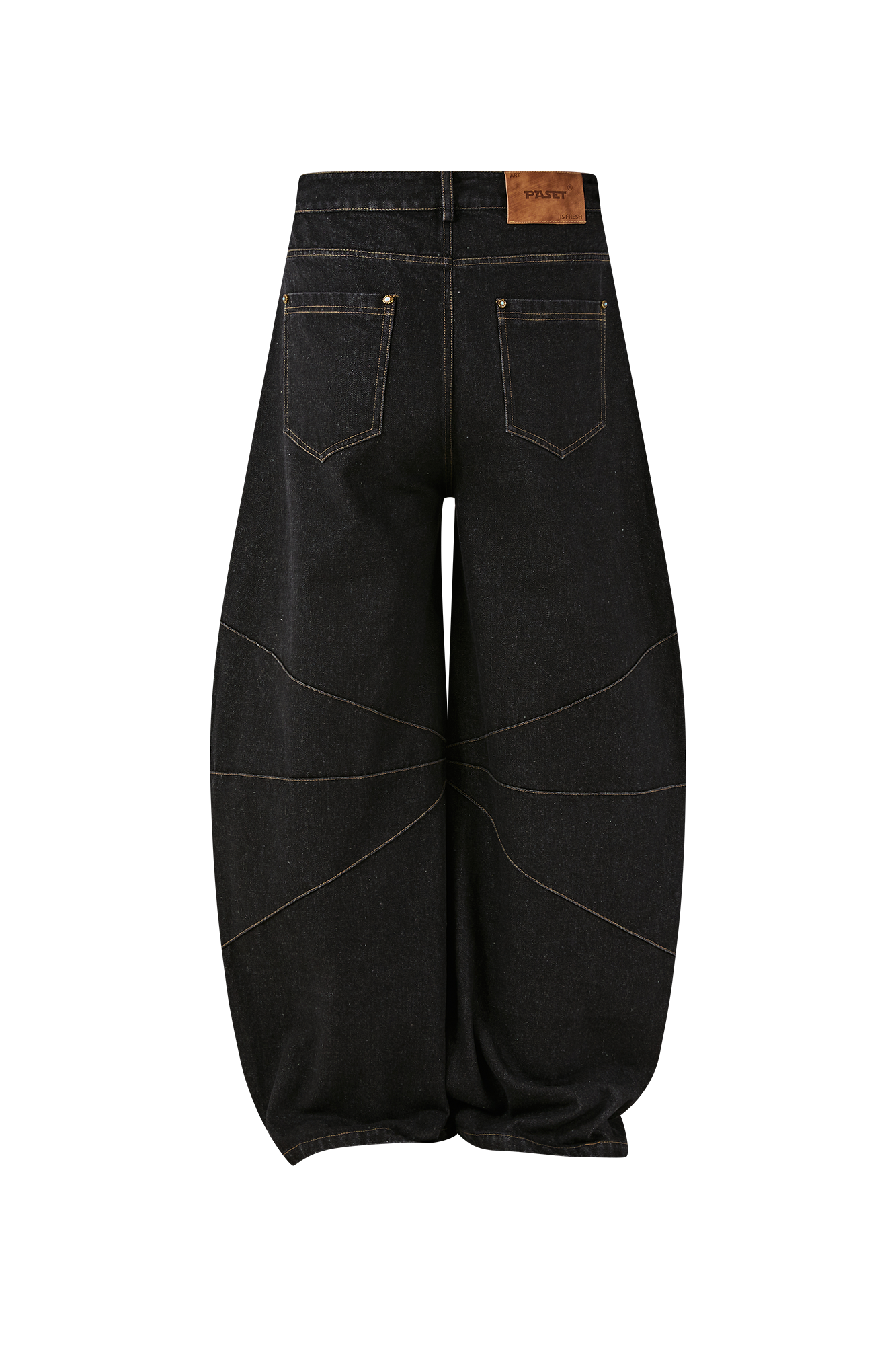PASET Wide-Leg Raw Denim Curved  Jeans
