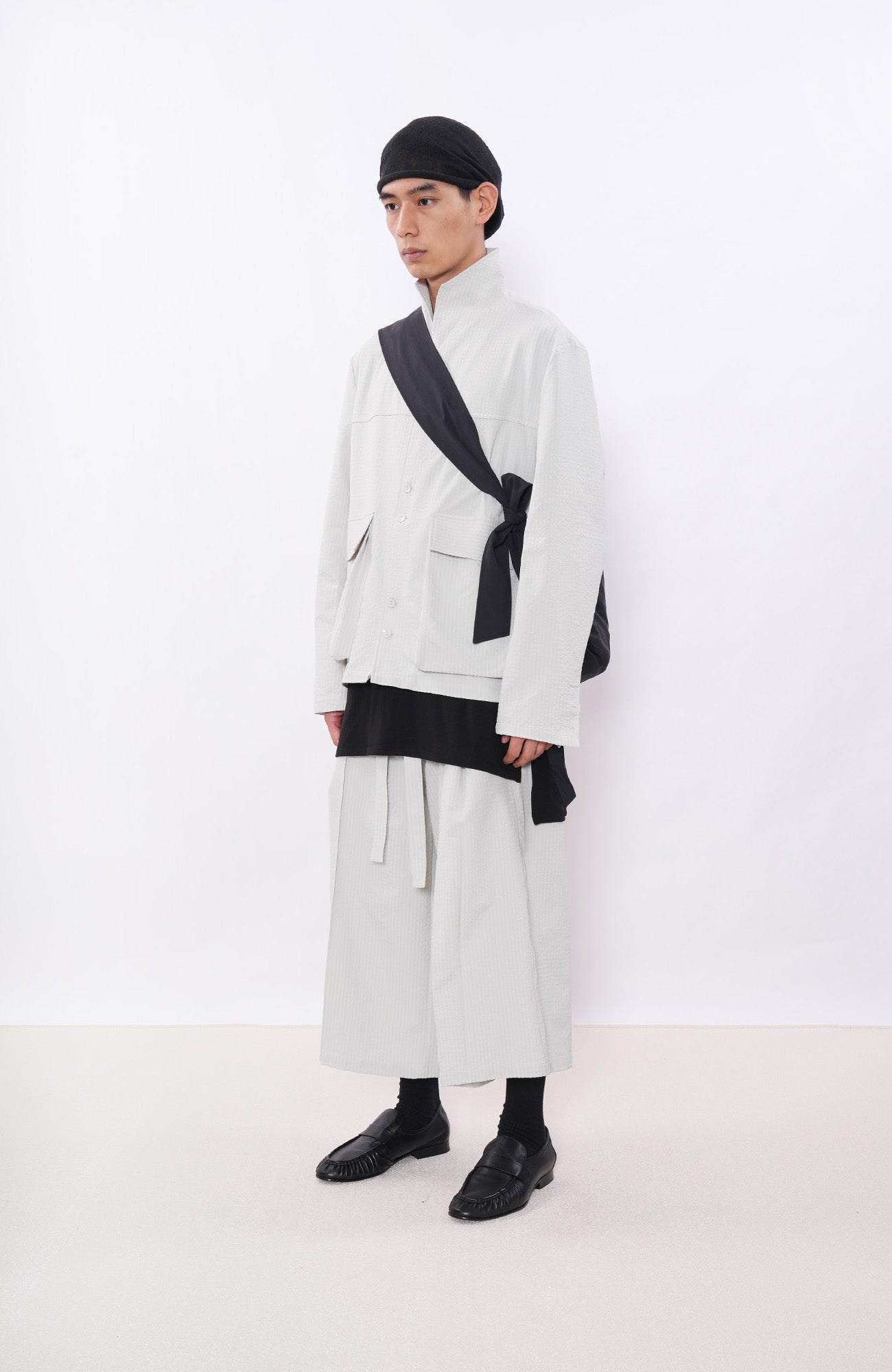 7440 37 1 Bubble-Texture Pleated Cropped Pants, premium urban and streetwear designers apparel on PROJECTISR.com, 7440 37 1