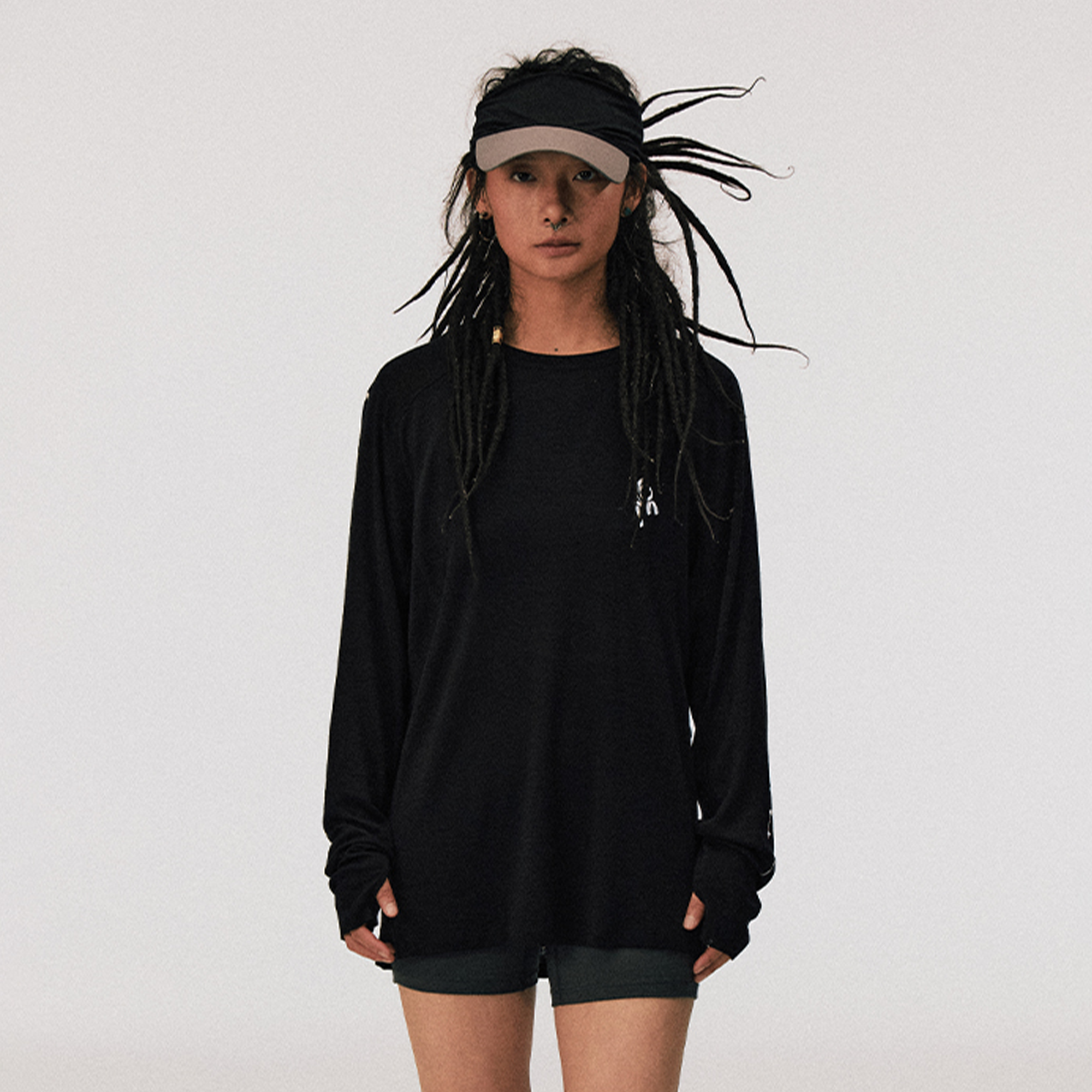CONPCONP Cosmic Echo Graphic Long-Sleeve Tee Black