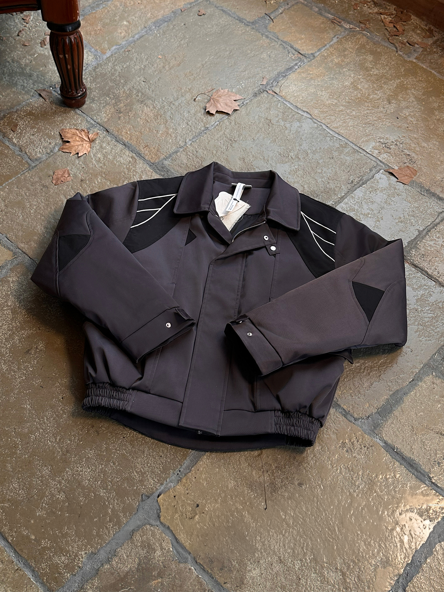 ESAIAS Satin Contrast Panel Puffer Jacket