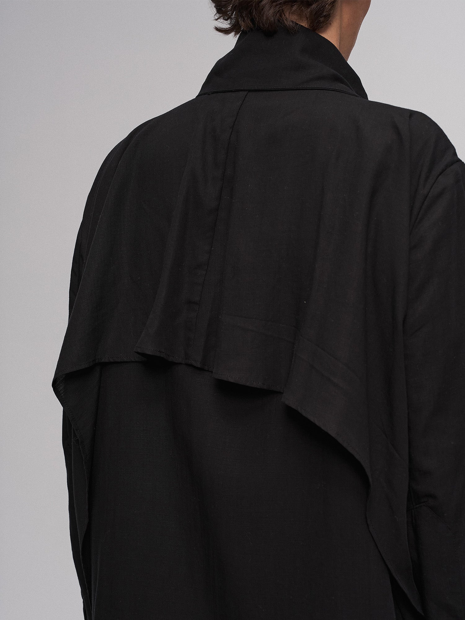 ILNya Nieternite Nifutur Asym Layered Wrap-Collar Shirt Coat Black