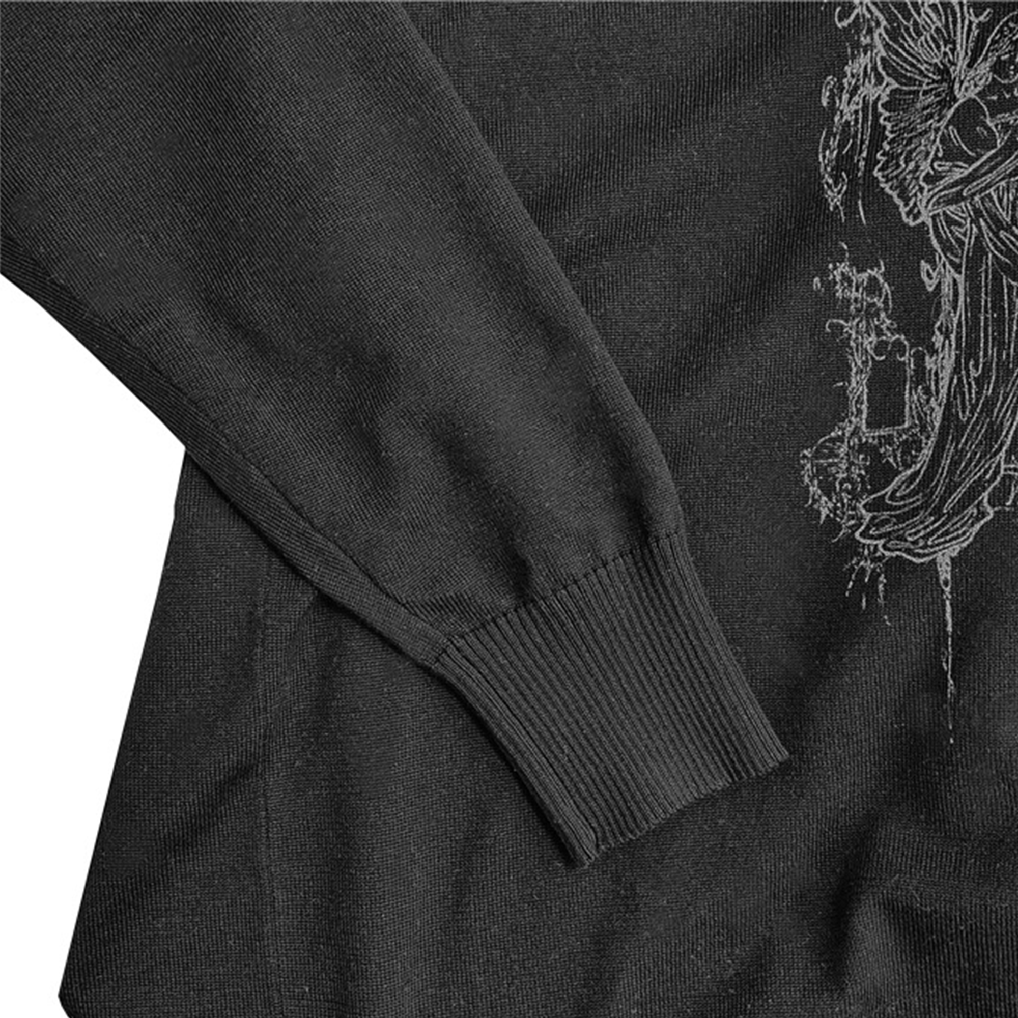 WANNA LAB Rune Graphic Long-Sleeve Polo Tee