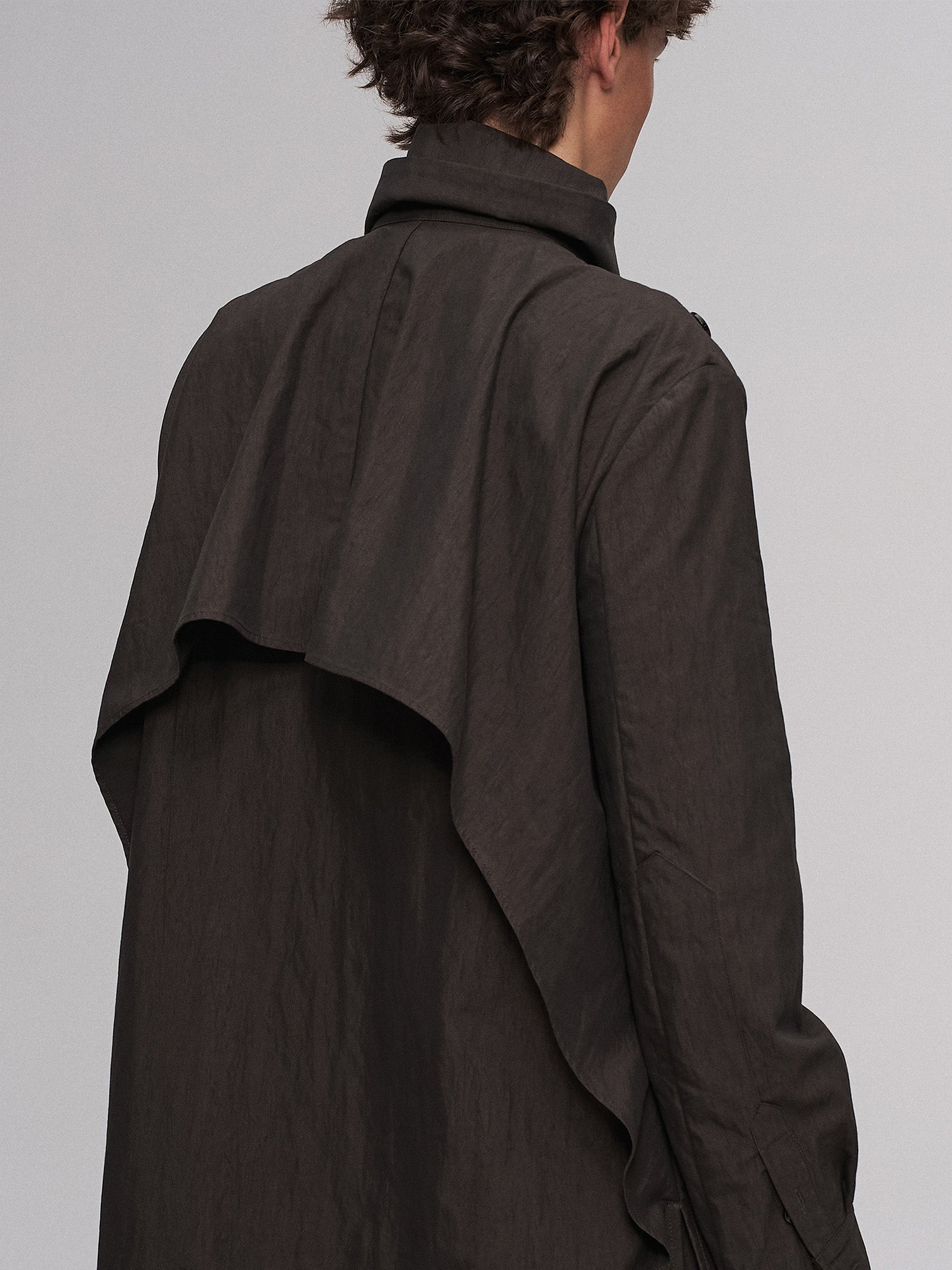 ILNya Nieternite Nifutur Asym Layered Wrap-Collar Shirt Coat Dark Green