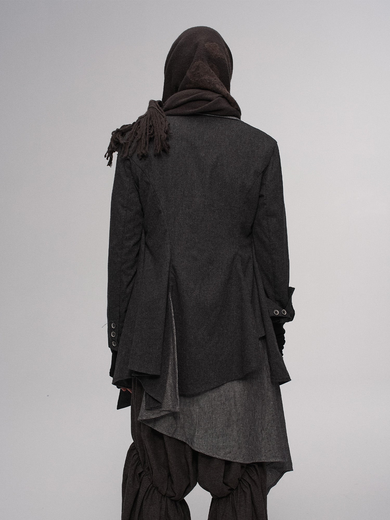 ILNya Nieternite Nifutur Asym Draped-Pleated Panel-Collar Blazer