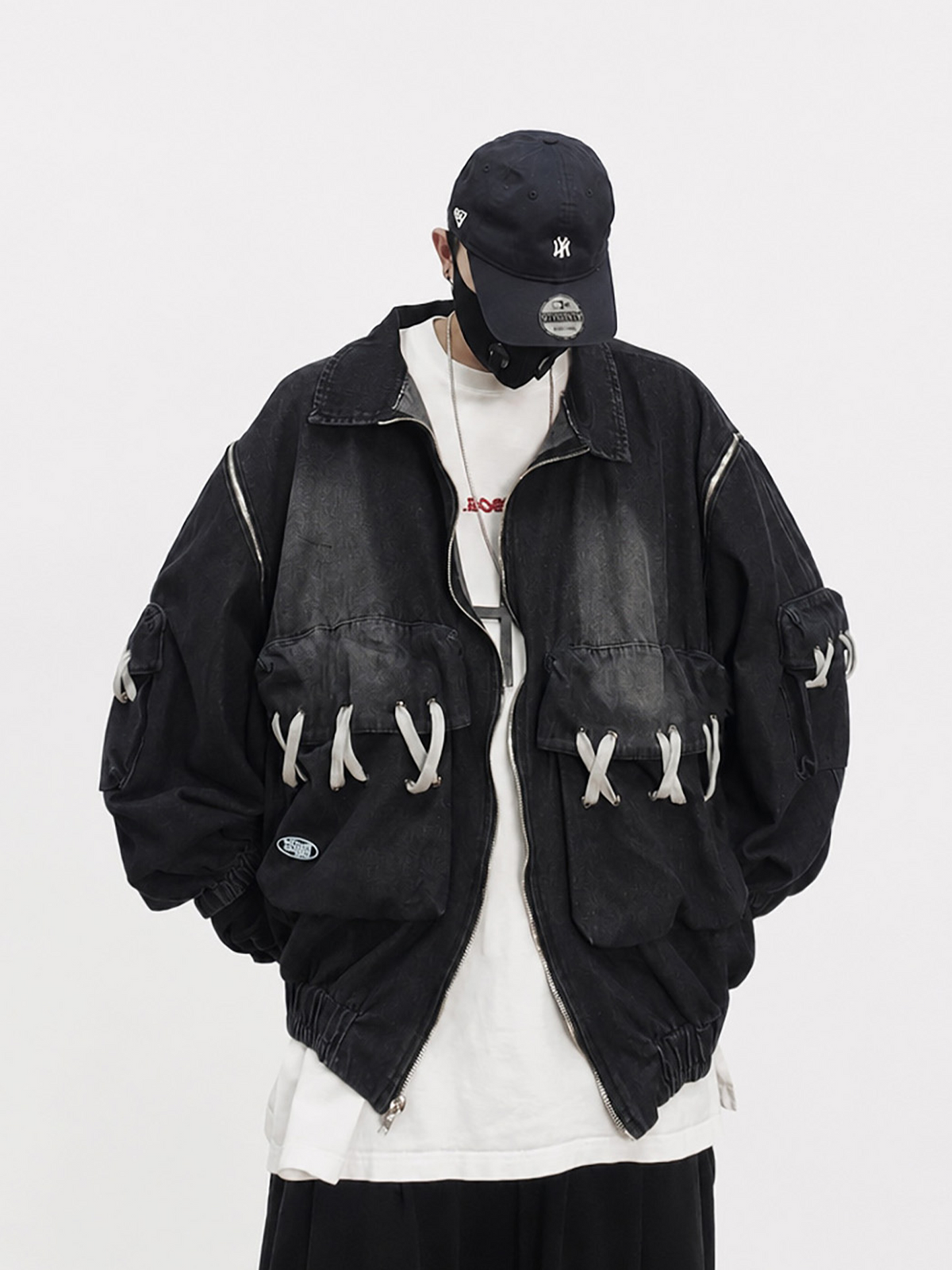 UUCSCC Retro Detachable-Sleeve Multi-Pocket Denim Jacket