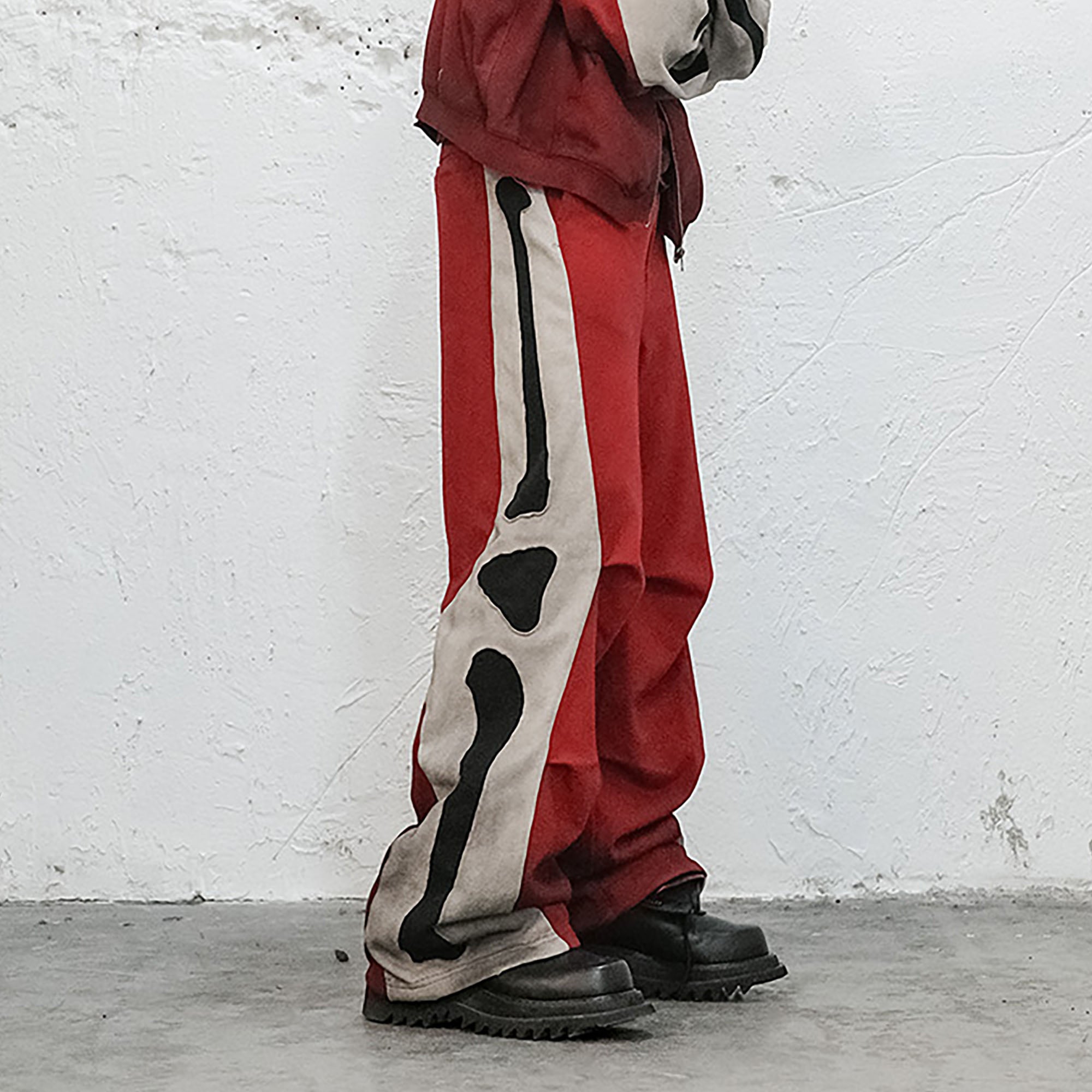 UNDERWATER Skeleton Distressed Contrast Panel Sweatpants