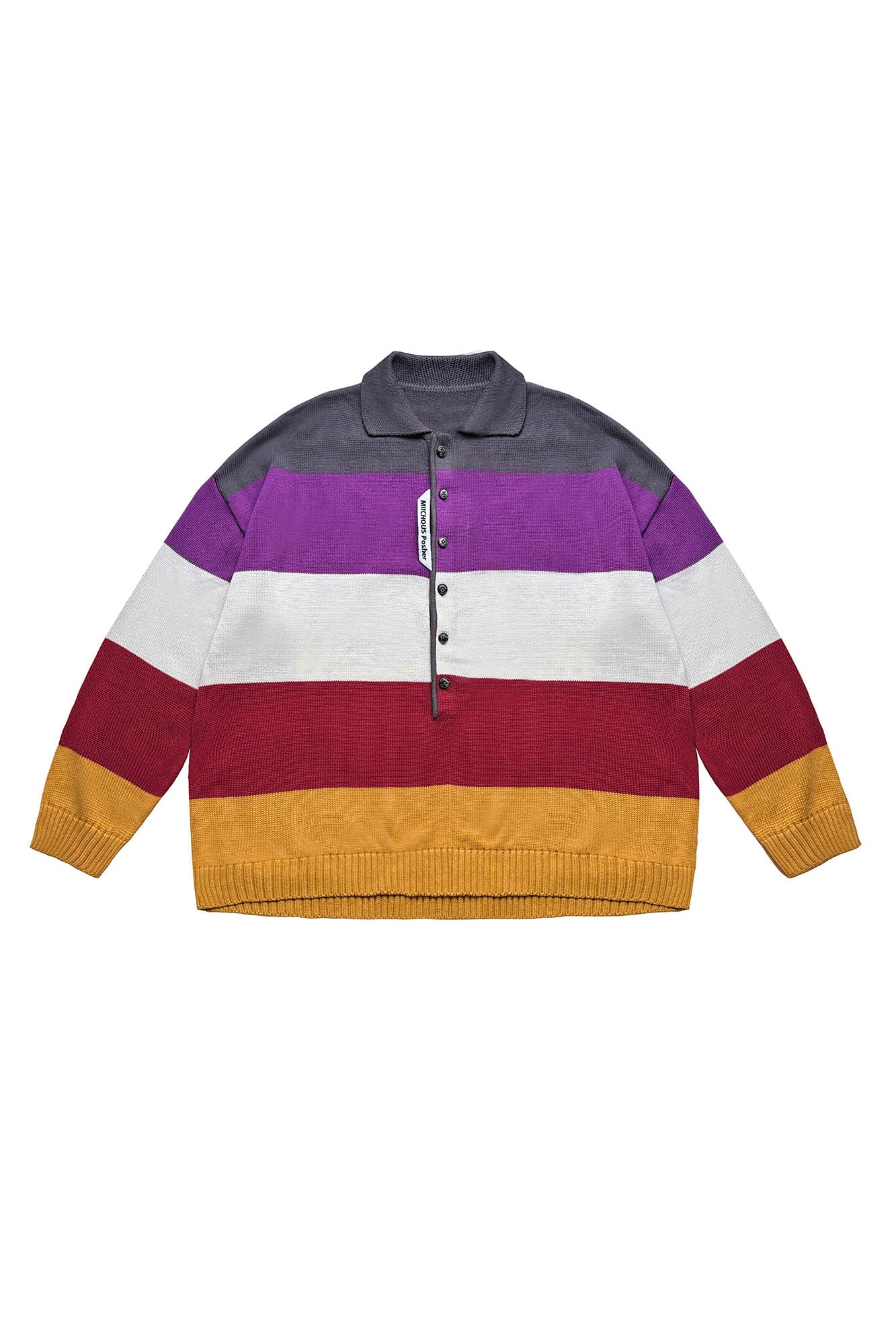 MIICHOUS Nature Magazine Wide-Stripe Polo Sweater