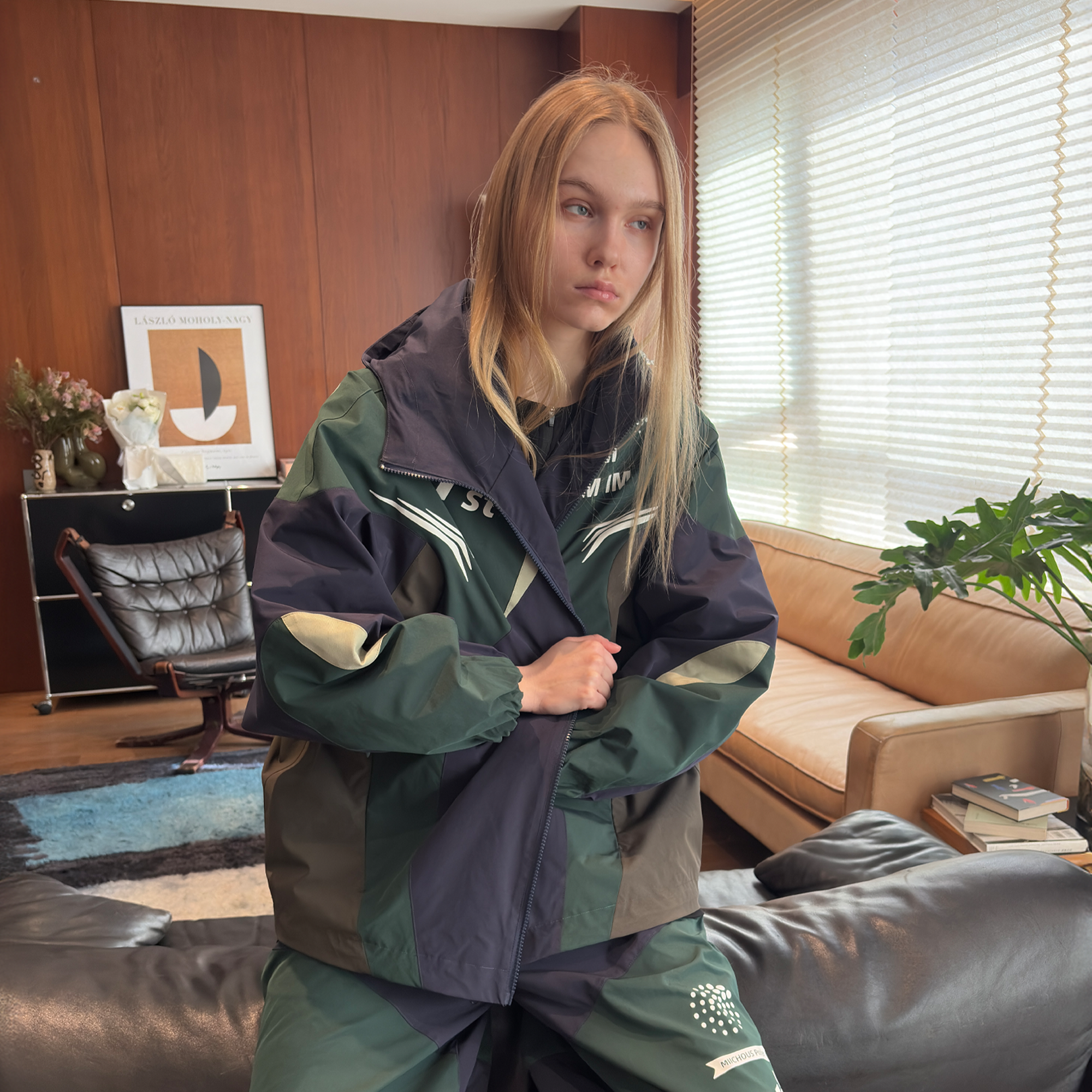 MIICHOUS Contrast Racer Graphic Panel Jacket
