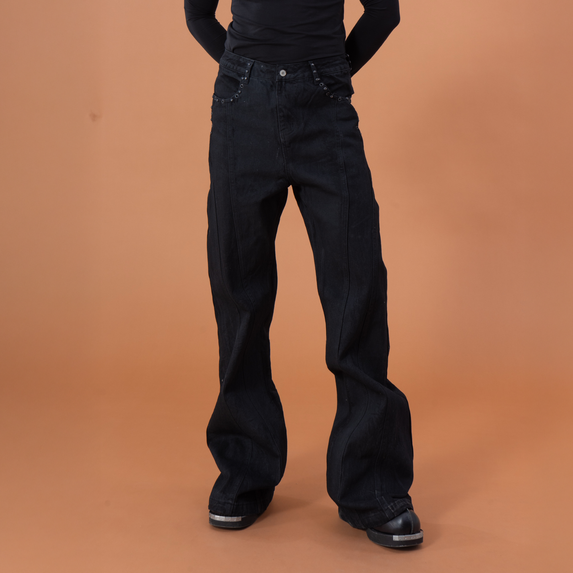 CLP Panel Studded Flared Jeans