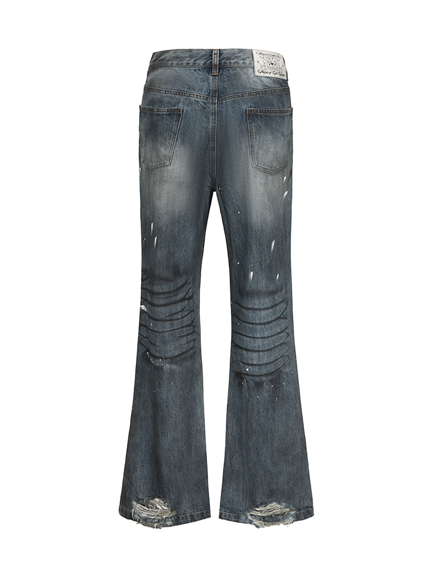 CYCYCY Retro Washed Distressed Flared Jeans