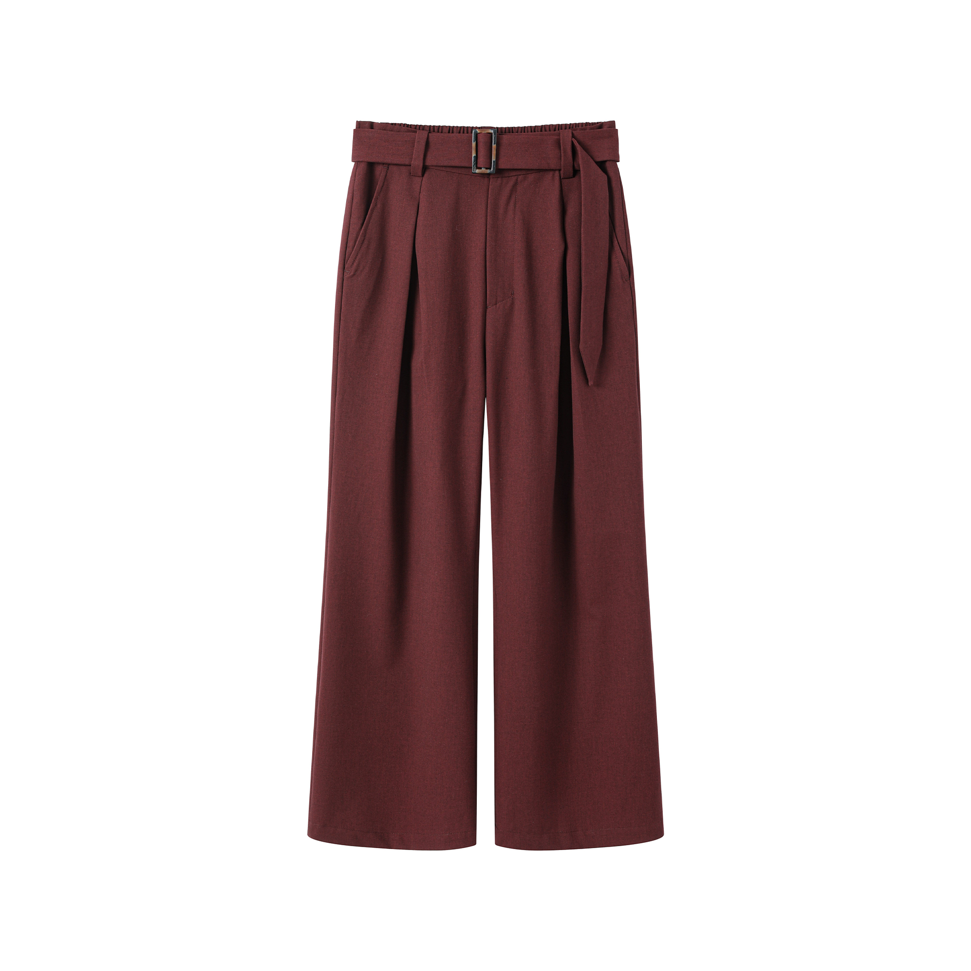 ALVNG AR ANTS Horn Buckle Belted Pleated Trousers