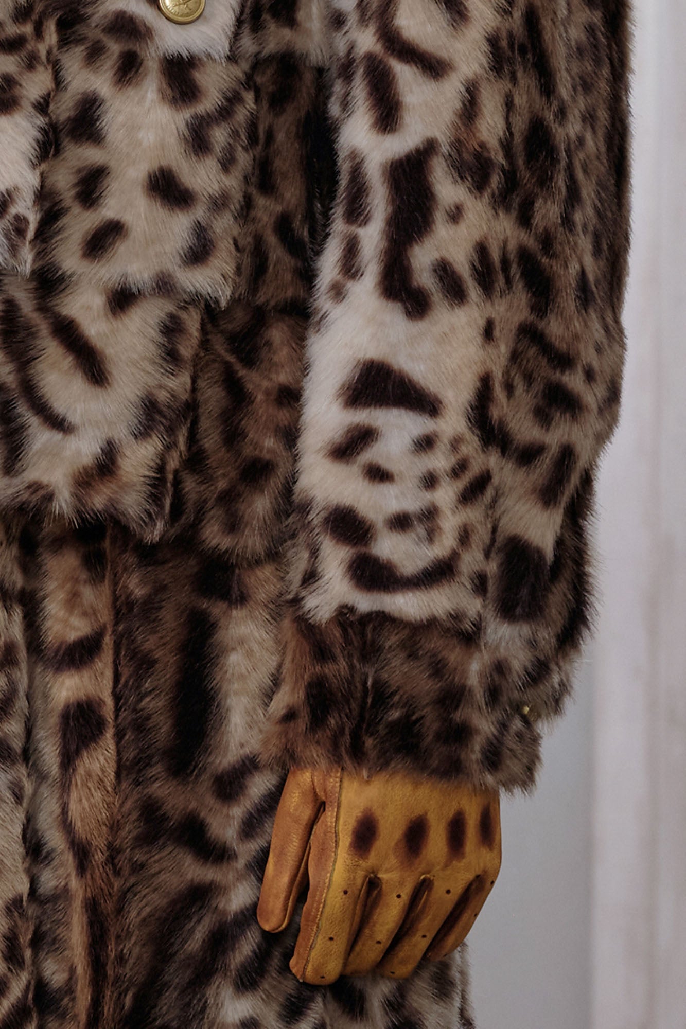 FACEONLAB Leopard Faux Fur Jacket