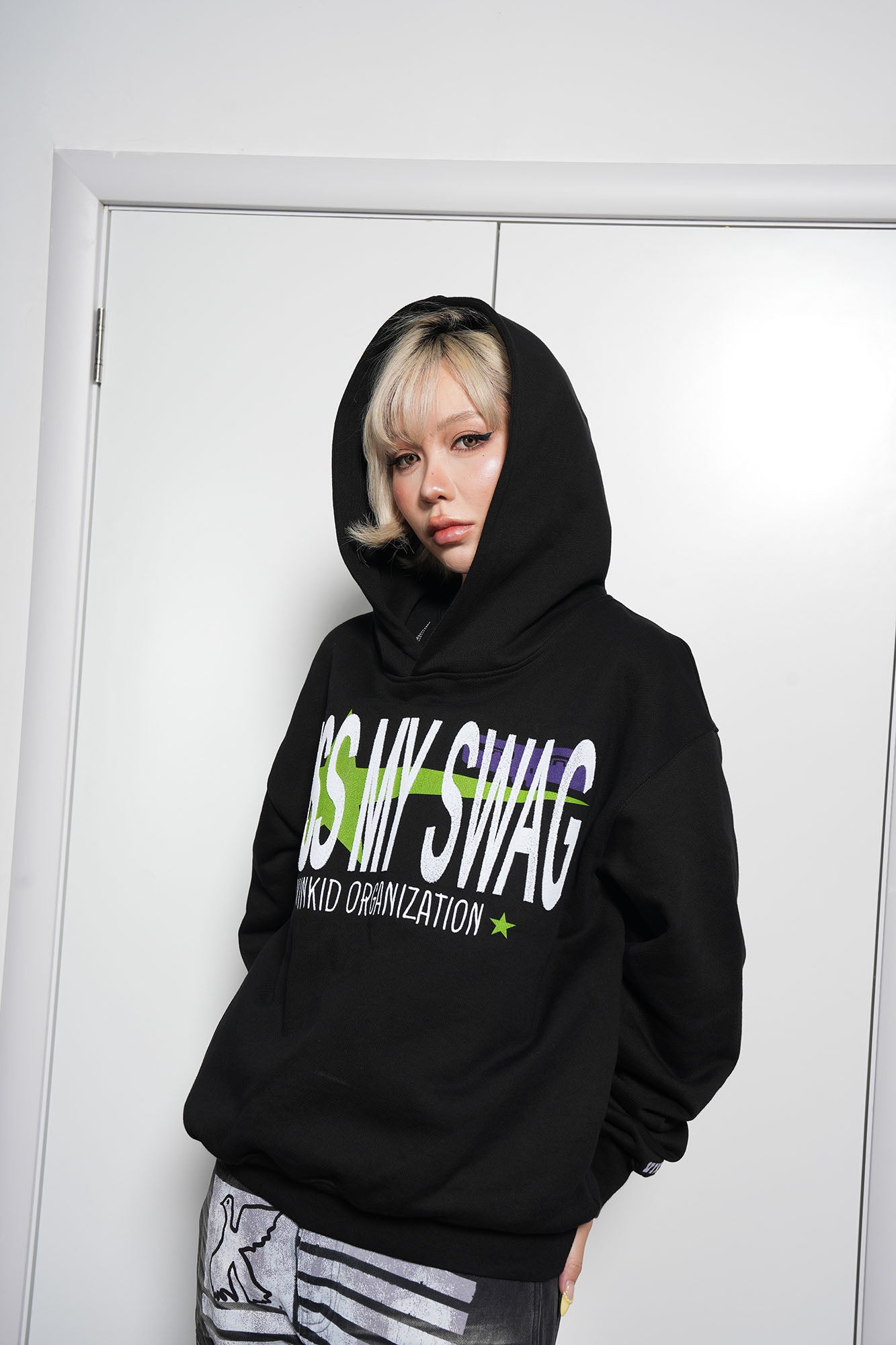 VINKID Kiss My Swag Embroidered Hoodie