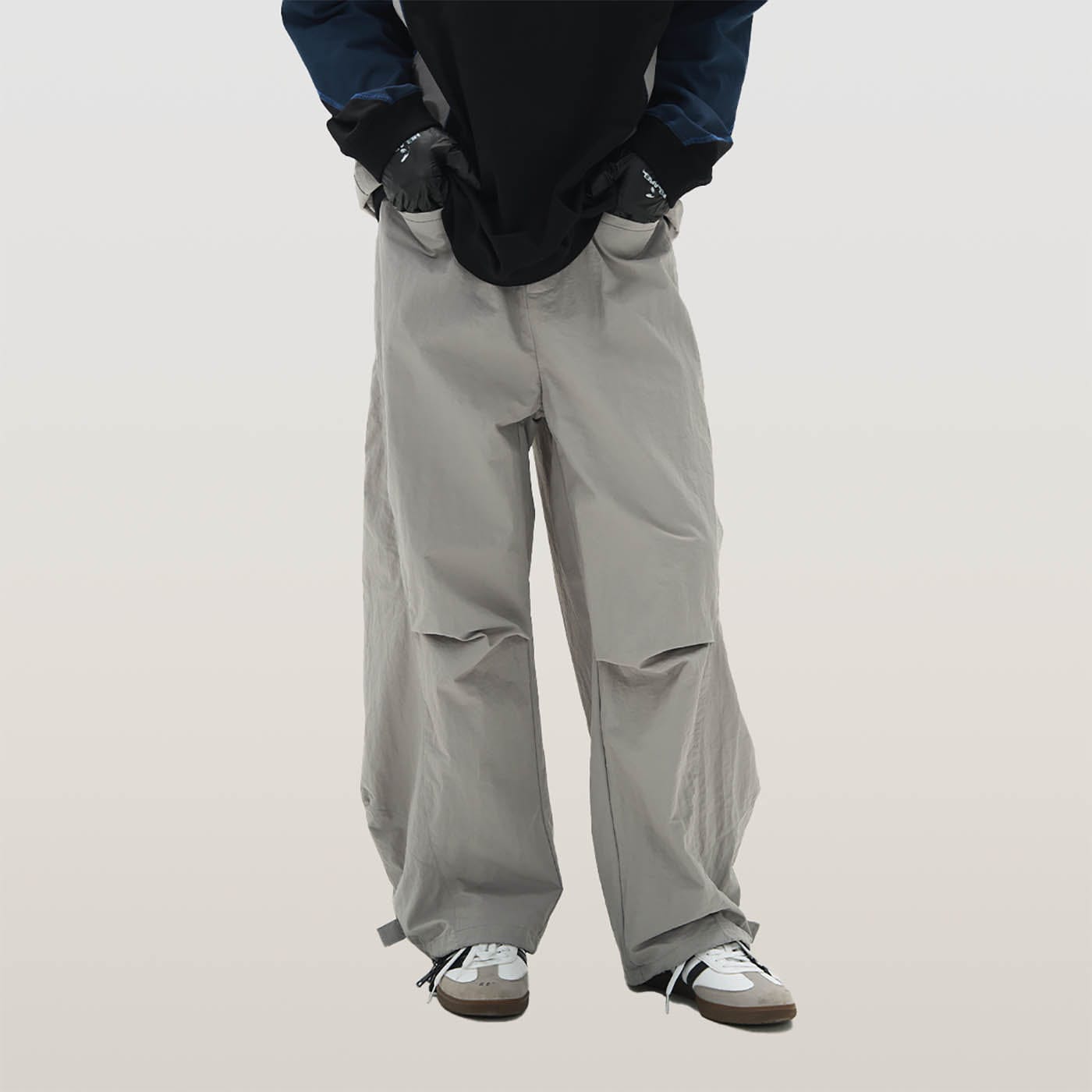 RELABEL Pleated Spliced Parachute Pants, premium urban and streetwear designers apparel on PROJECTISR.com, RELABEL