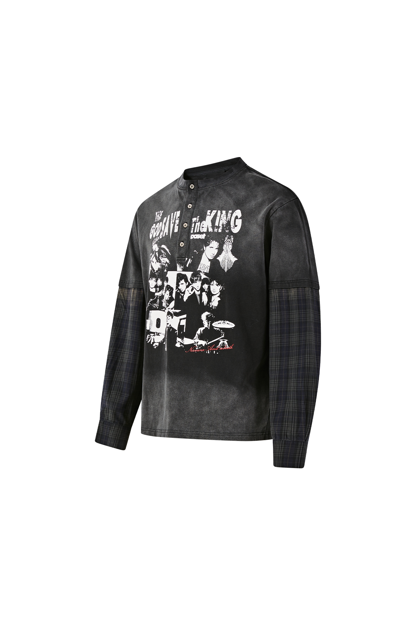 PASET Henley Portrait Graphic Layered Sweatshirt