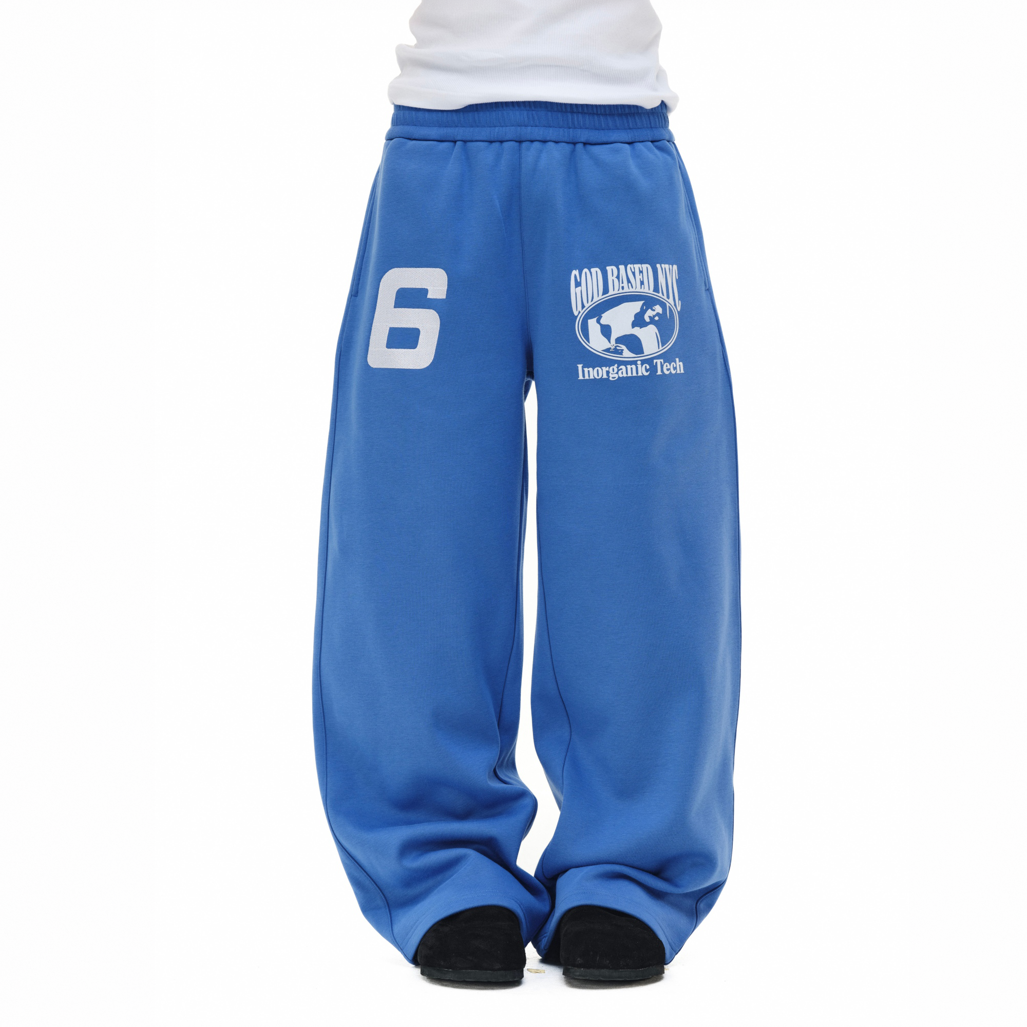 NOVACAM Embroidered Flocked Graphic Wide-Leg Sweatpants