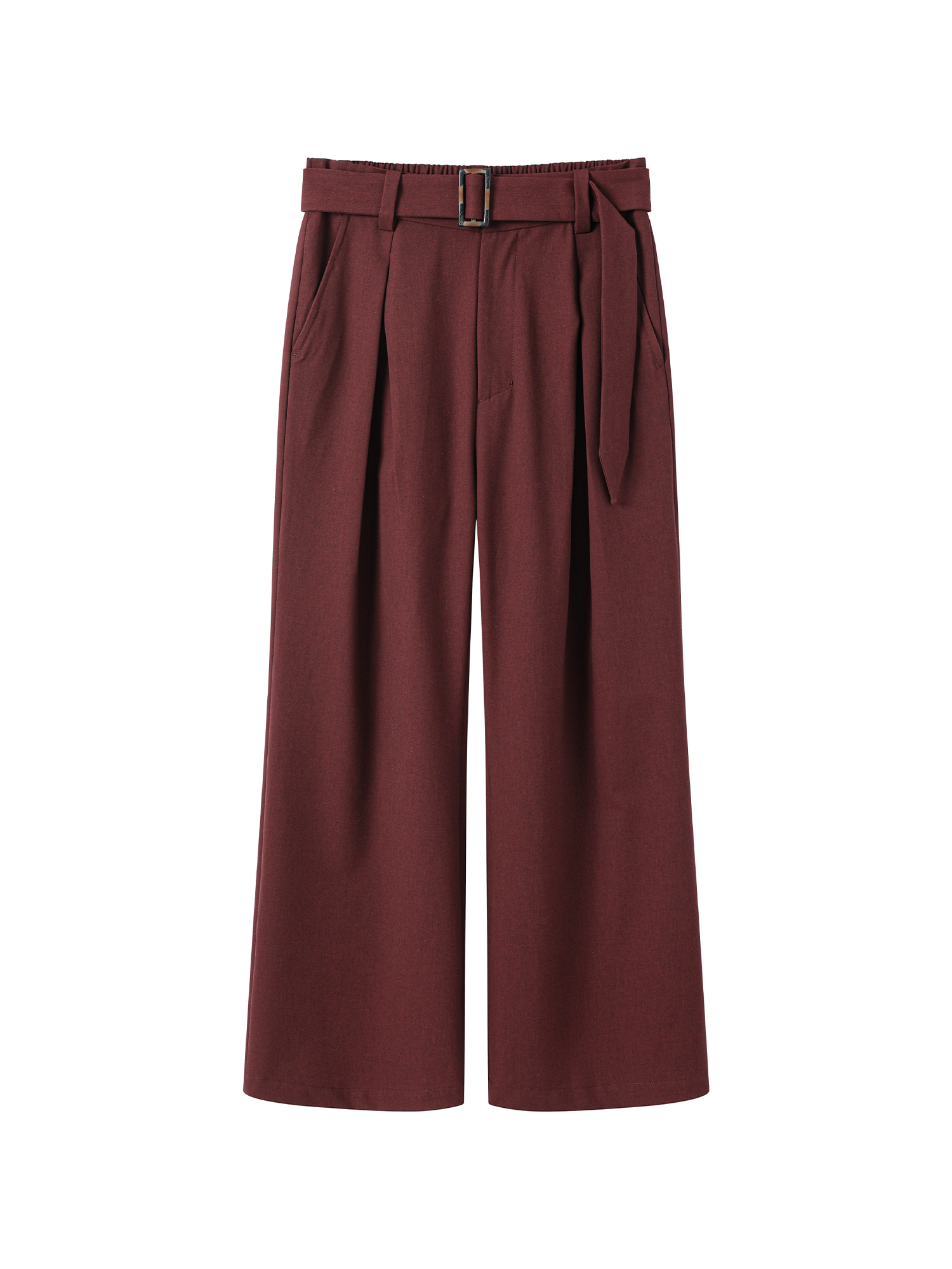 ALVNG AR ANTS Horn Buckle Belted Pleated Trousers