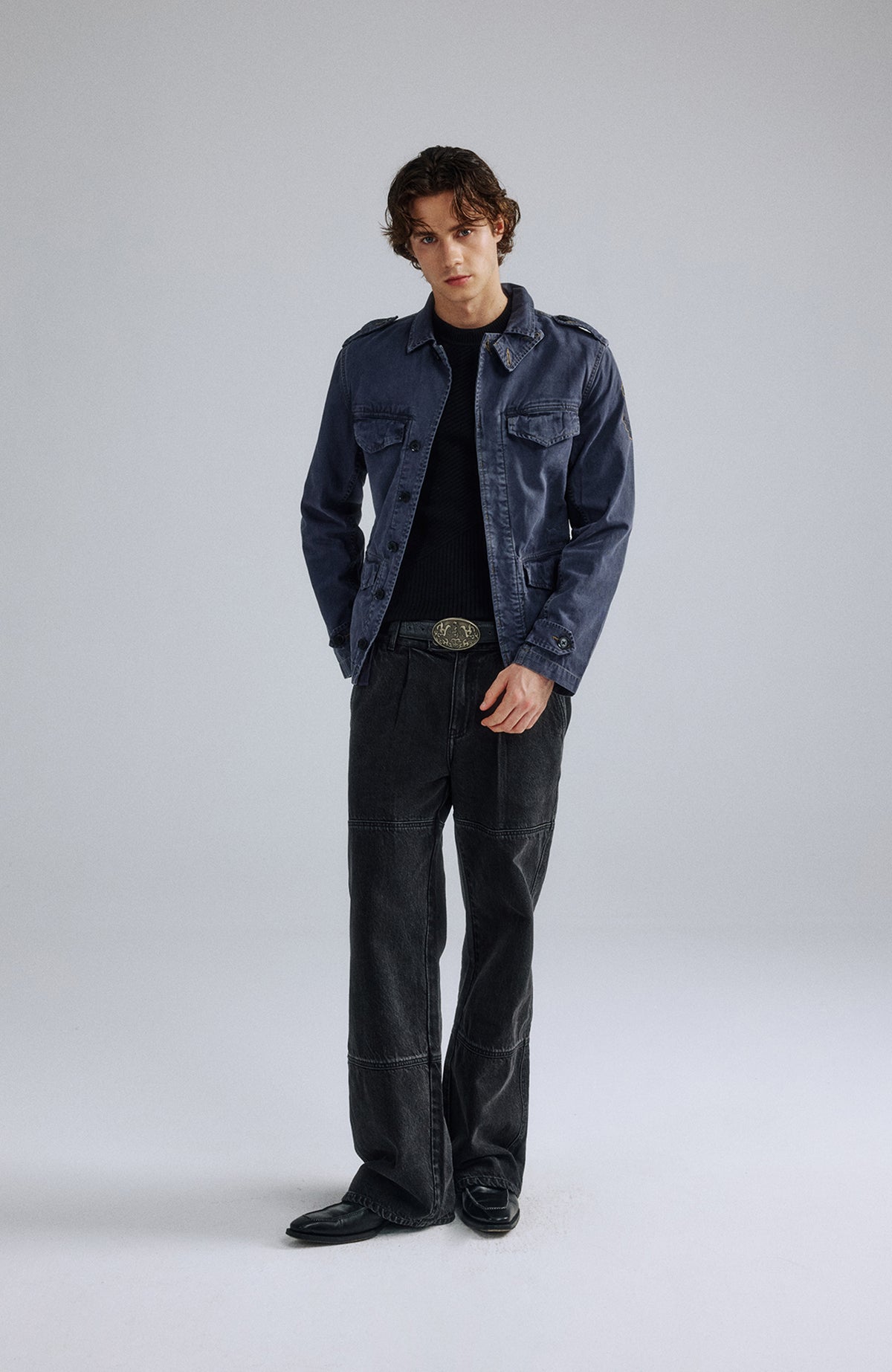 IN EXISTENCE Washed Faded Military Jacket