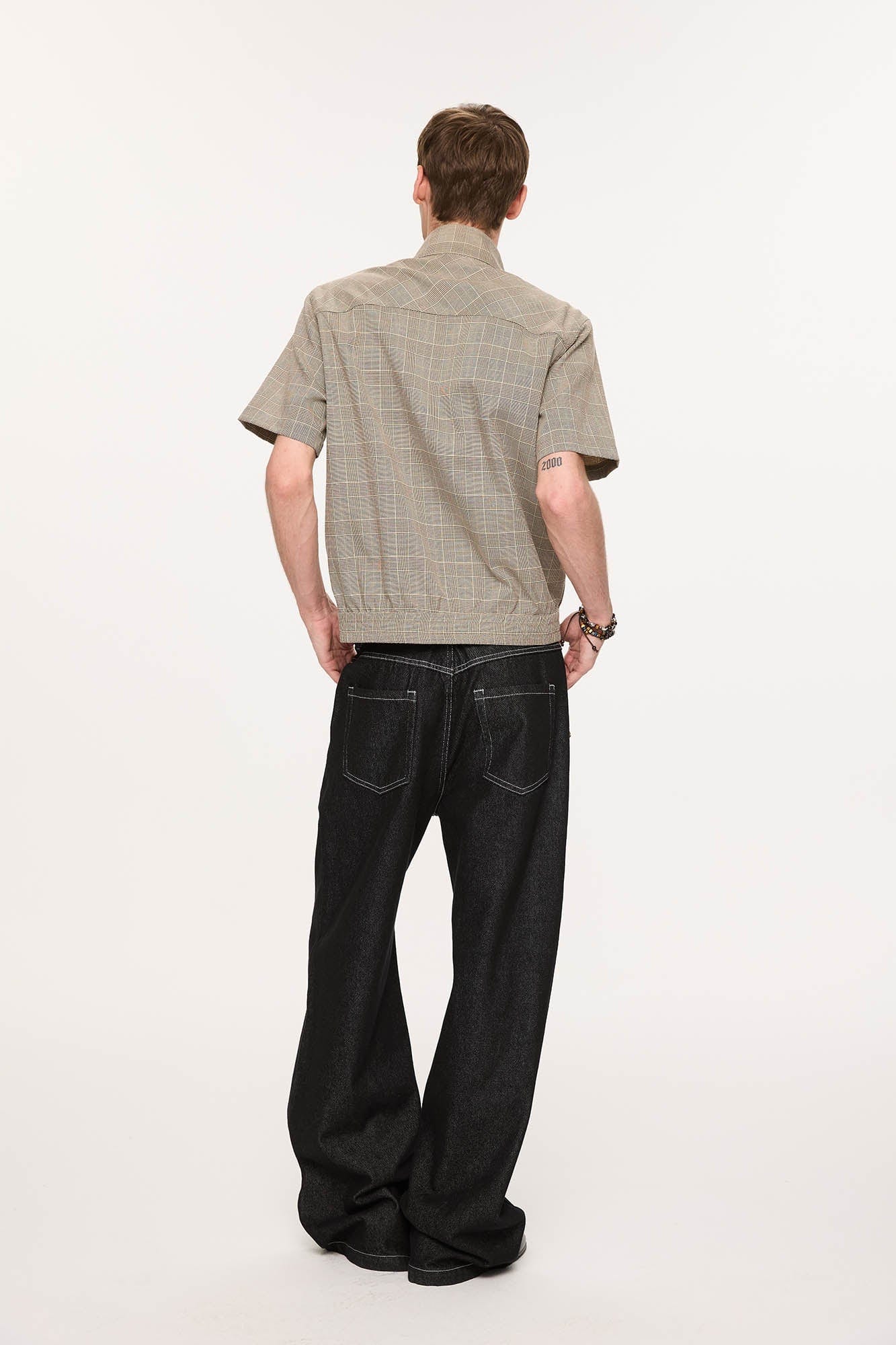 KREATE Harrington Stand-Collar Half Sleeve Shirt