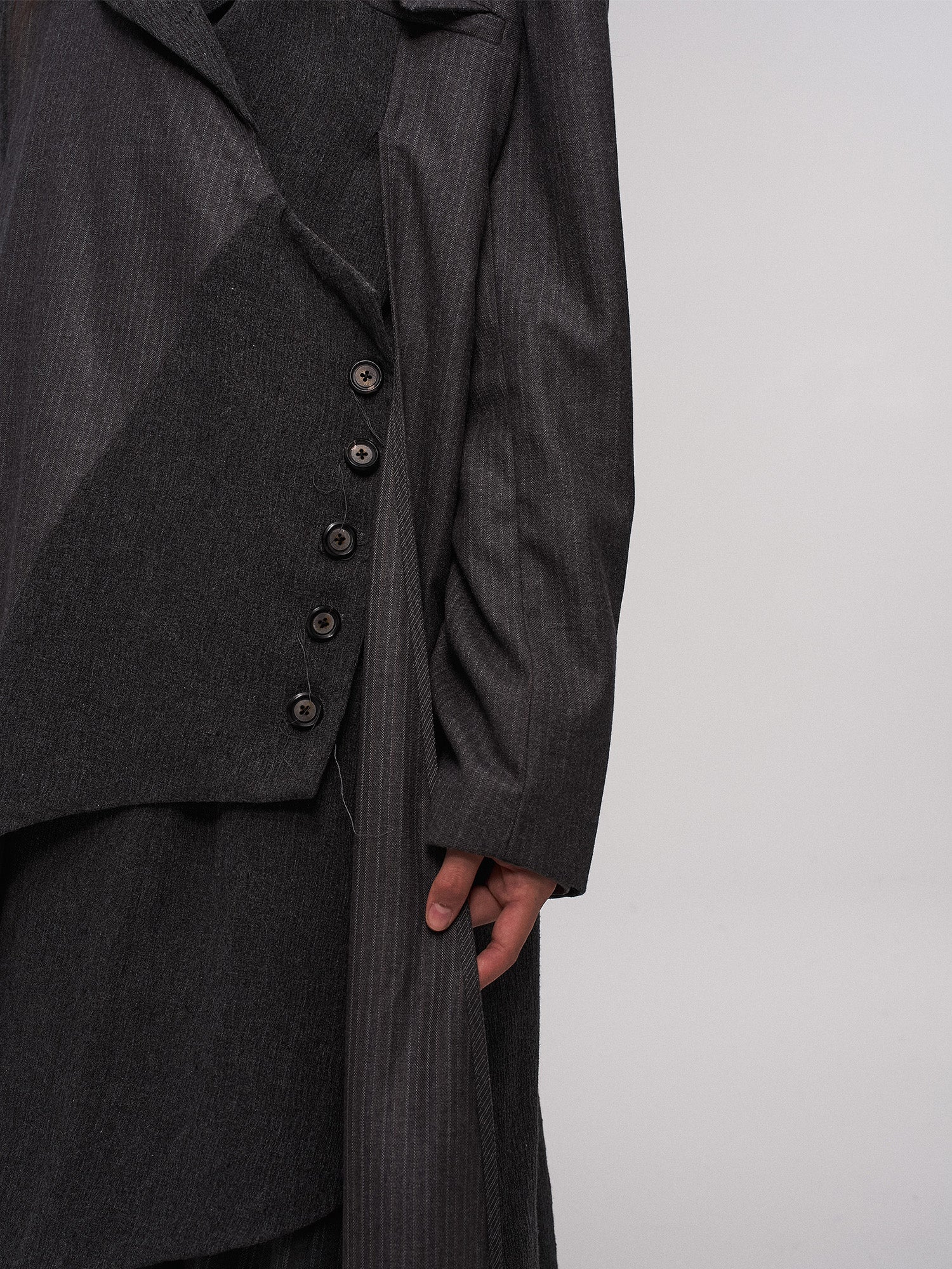 ILNya Nieternite Nifutur Asym Pinstriped Splice Long Coat