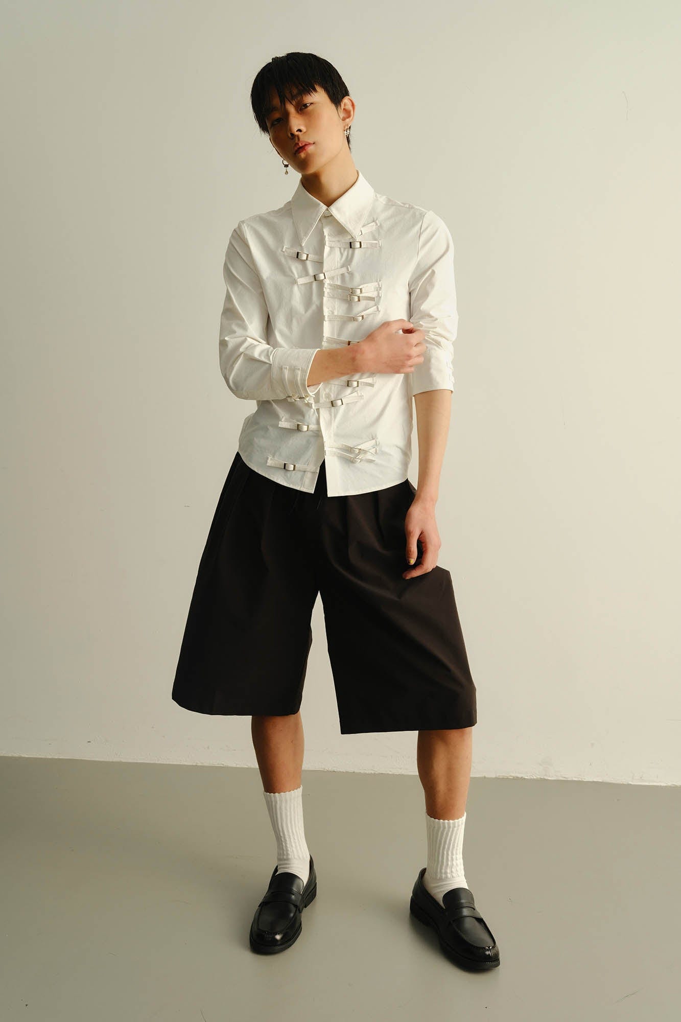 KADAKADA Asymmetrical Multi-Buckle Tailored Fit Shirt