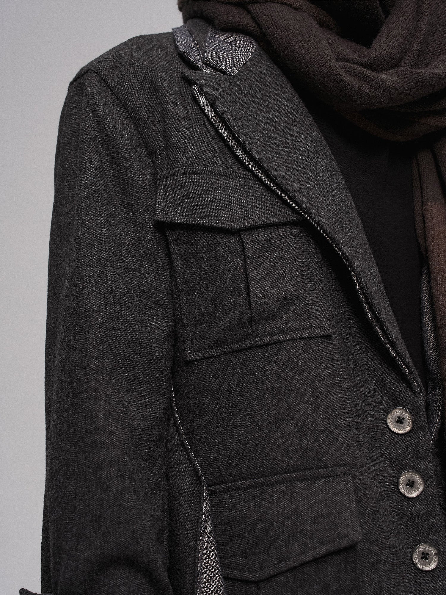 ILNya Nieternite Nifutur Asym Draped-Pleated Panel-Collar Blazer