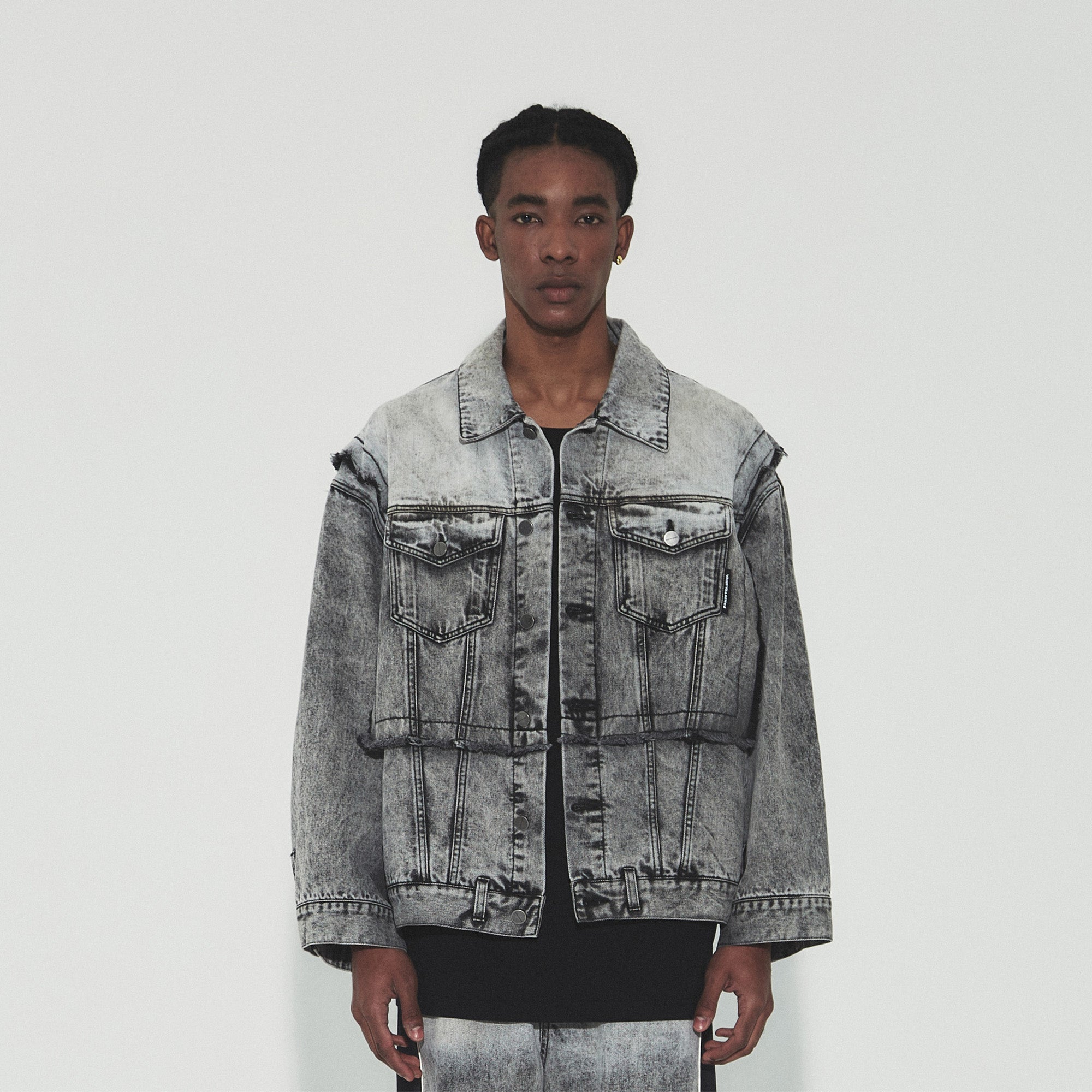 VANN VALRENCE Structural Panel Acid-Washed Oversized Denim Jacket, premium urban and streetwear designers apparel on PROJECTISR.com, VANN VALRENCE
