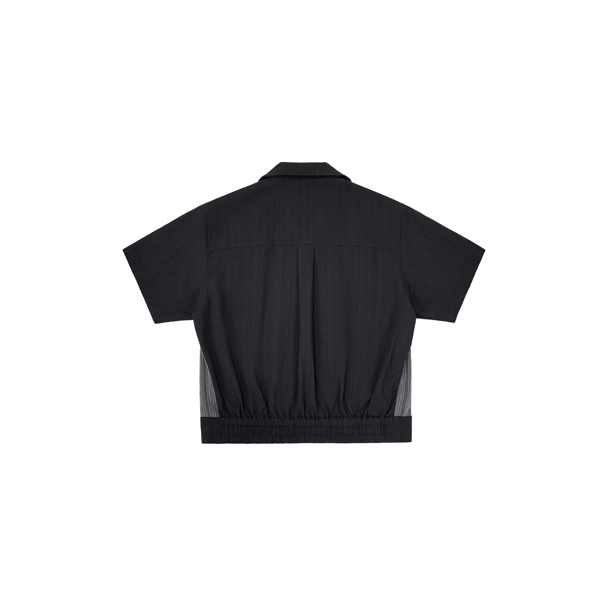 ESAIAS Jacquard Pinstripe Asymmetrical Paneled Half Shirt