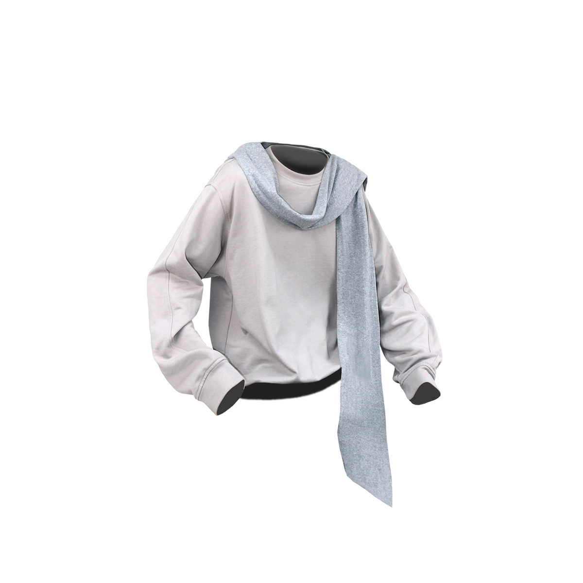 RELABEL Deconstructed Asymmetrical Detachable Hood Oversized Crewneck